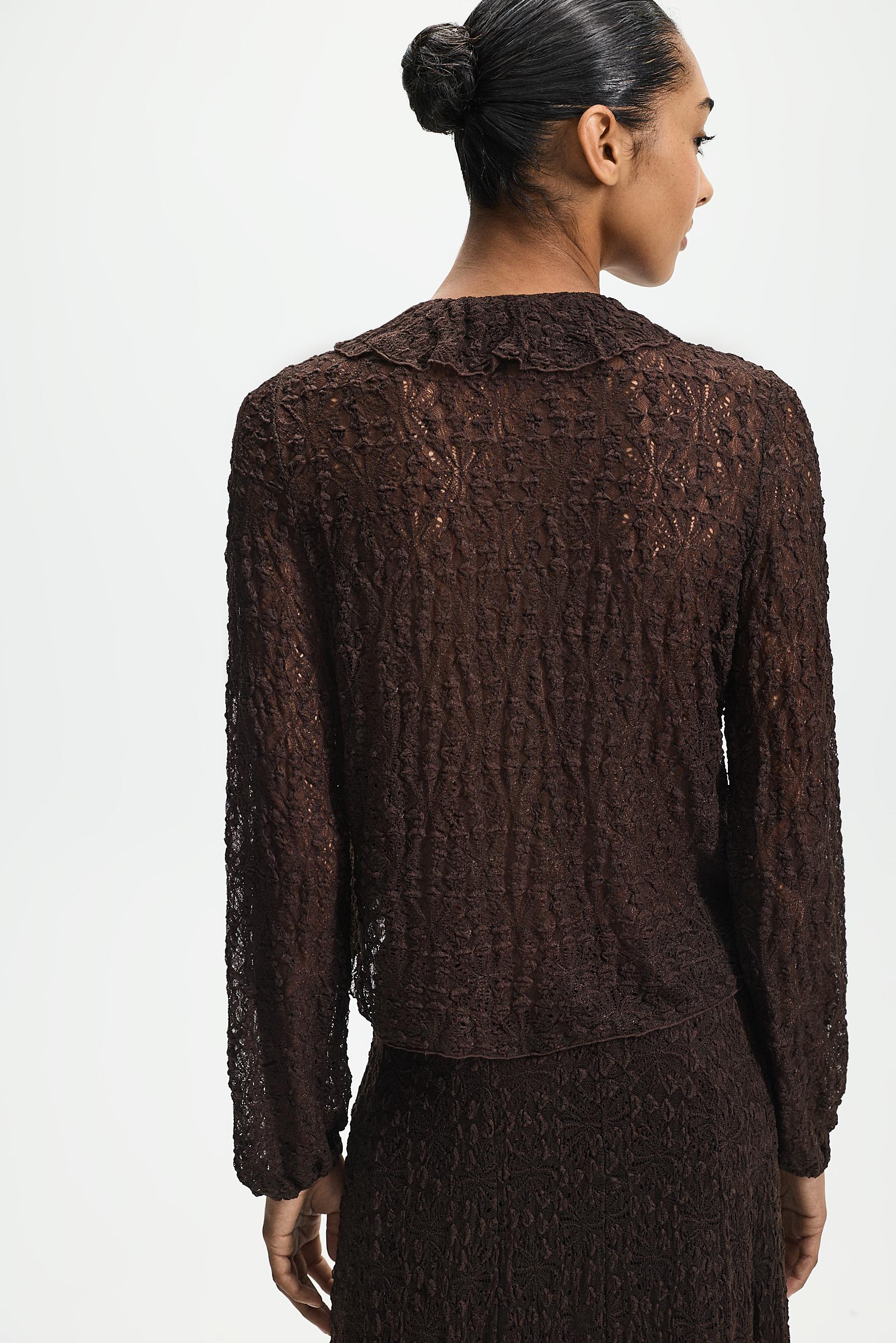 Ruffle lace top — CHOCOLATE