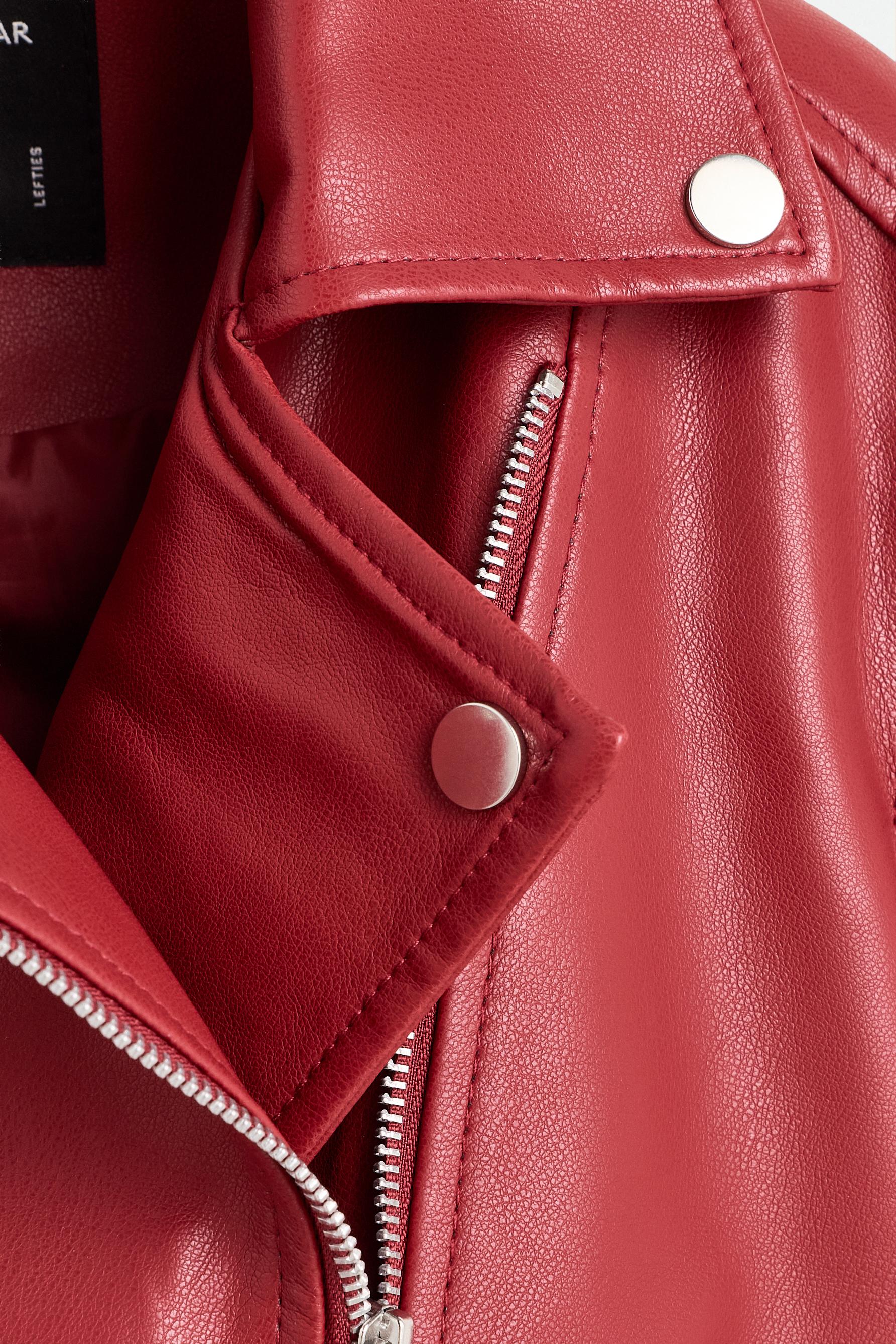 Leather-effect biker jacket — DARK PINK
