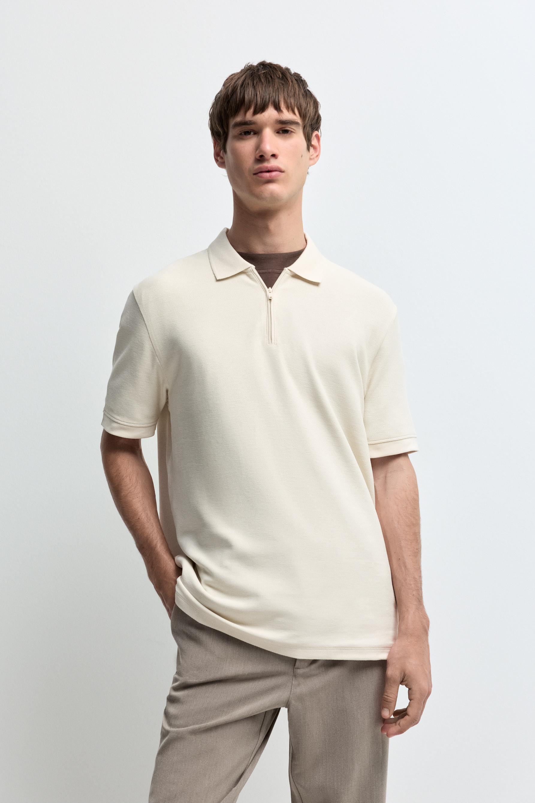 Polo textura cremallera