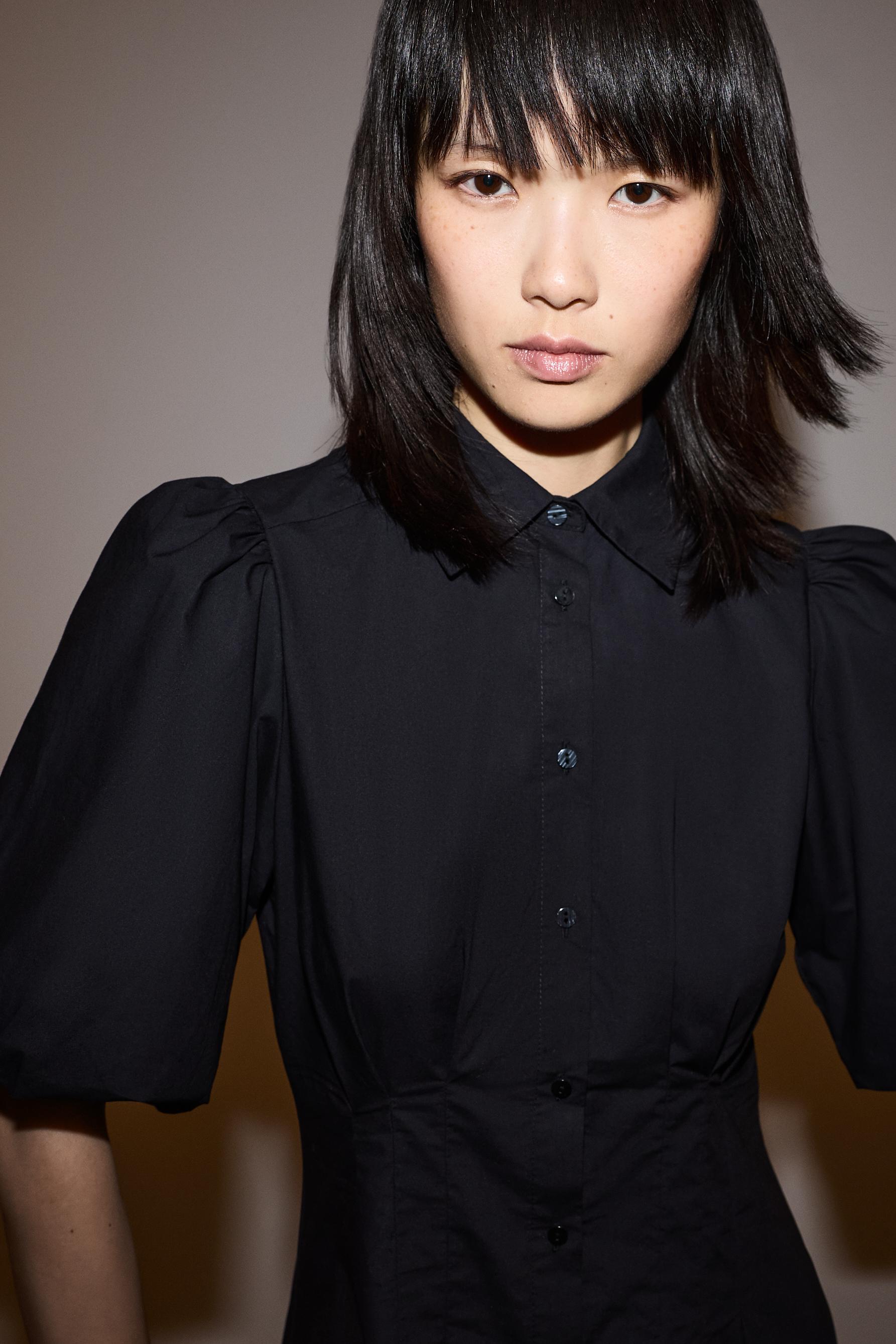 Midi shirt dress — BLACK