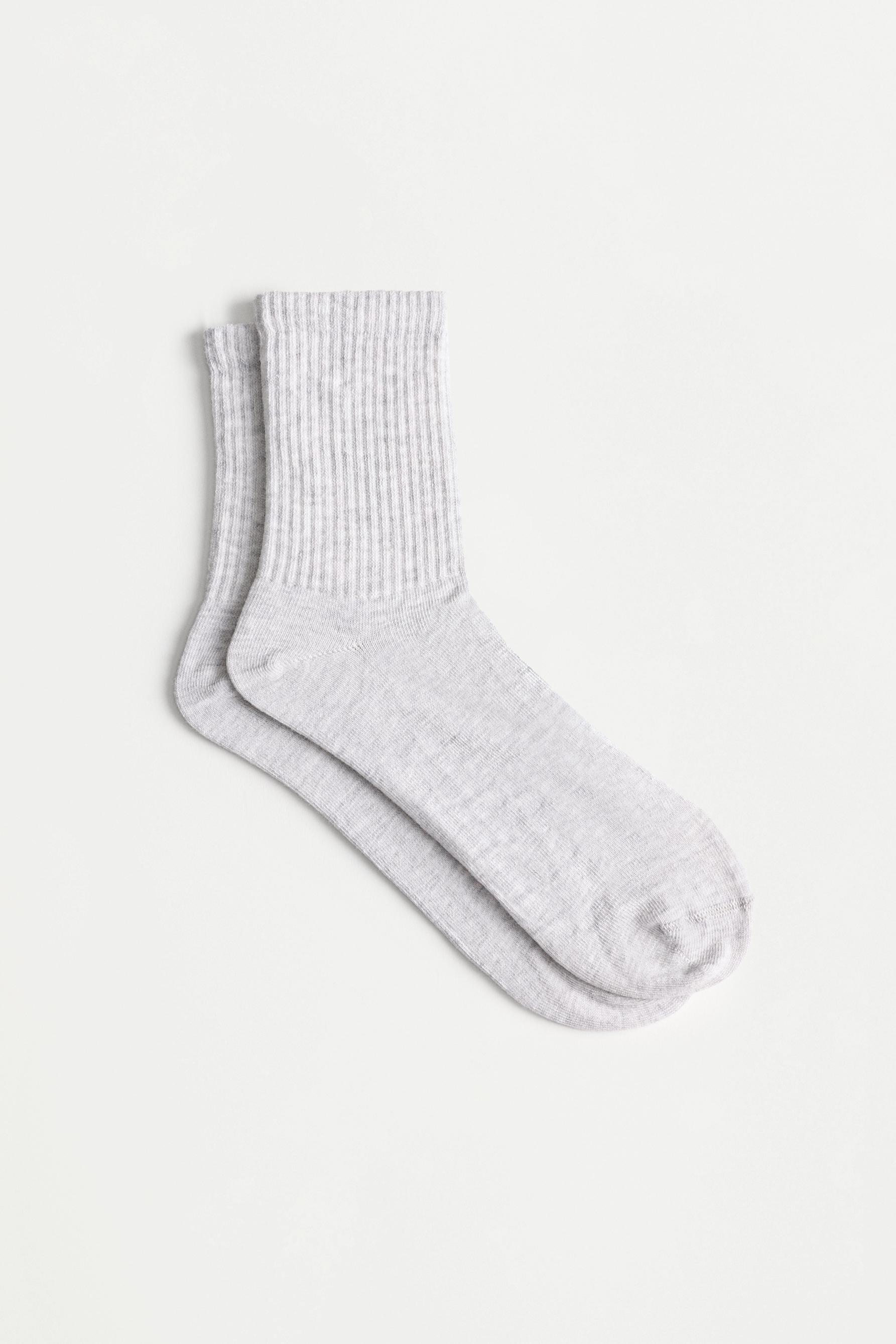 10-pack of ribbed short socks — WHITE/GREY
