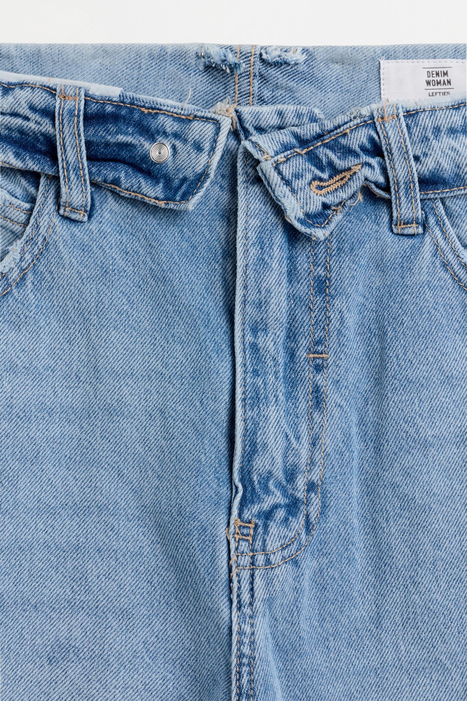 Fold-over waist baggy jeans — SKY BLUE