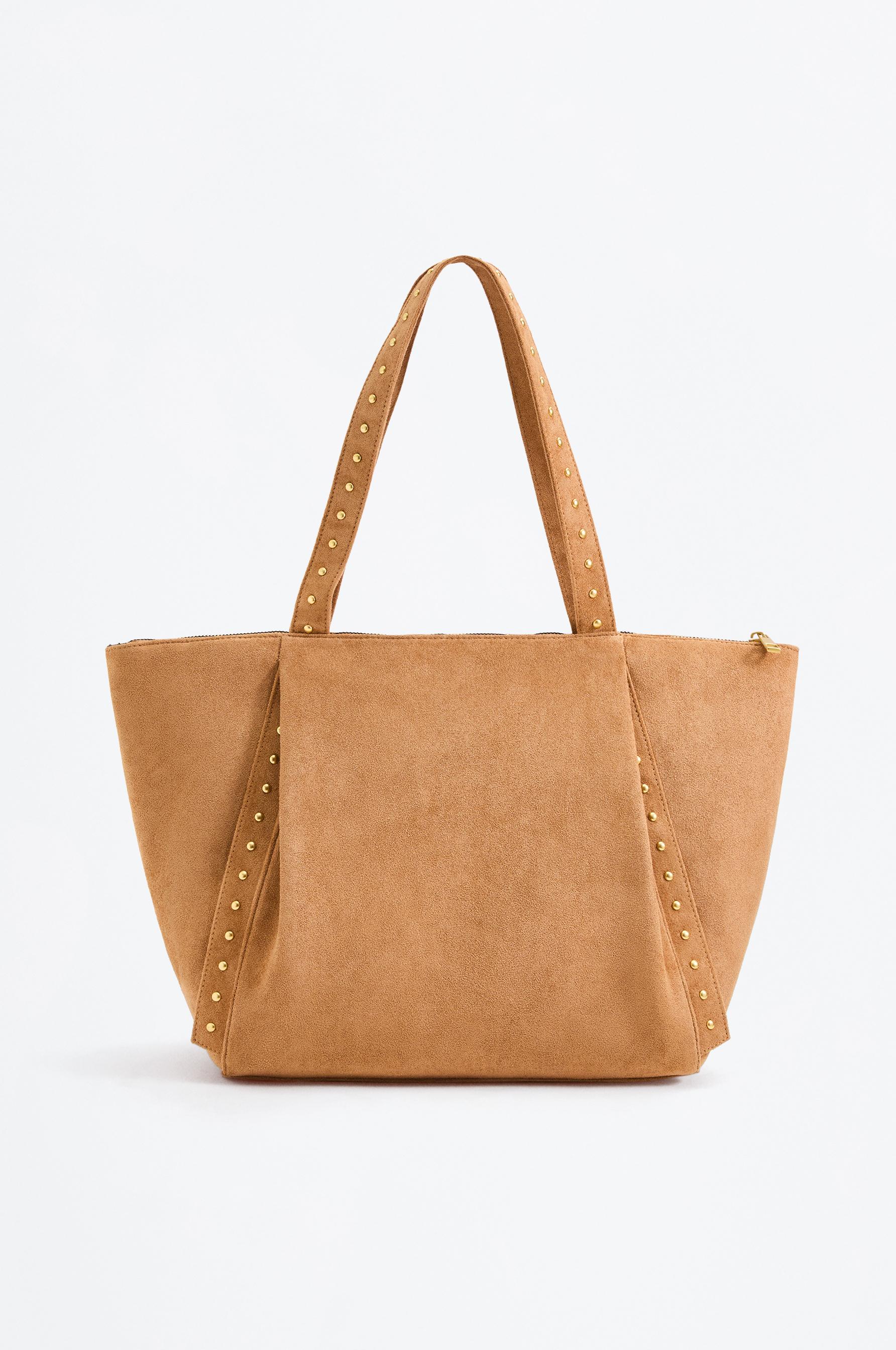 Faux suede shopper bag — CAMEL