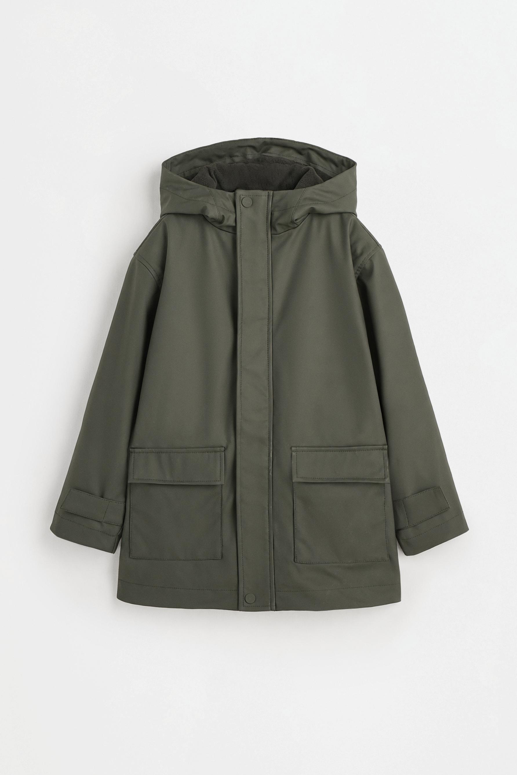 Long rubberised parka — KHAKI