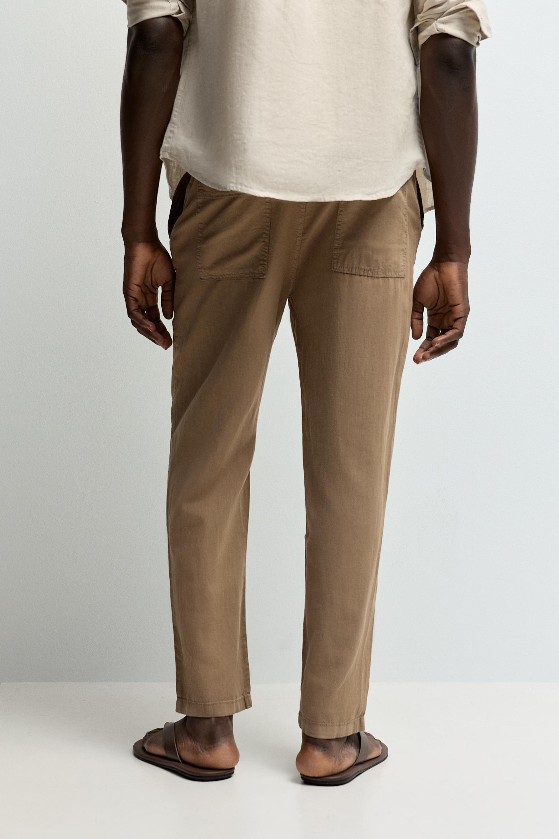 Linen-cotton jogger trousers — CAMEL