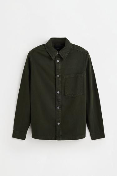 Lightweight denim overshirt — OLIVE GREEN 6