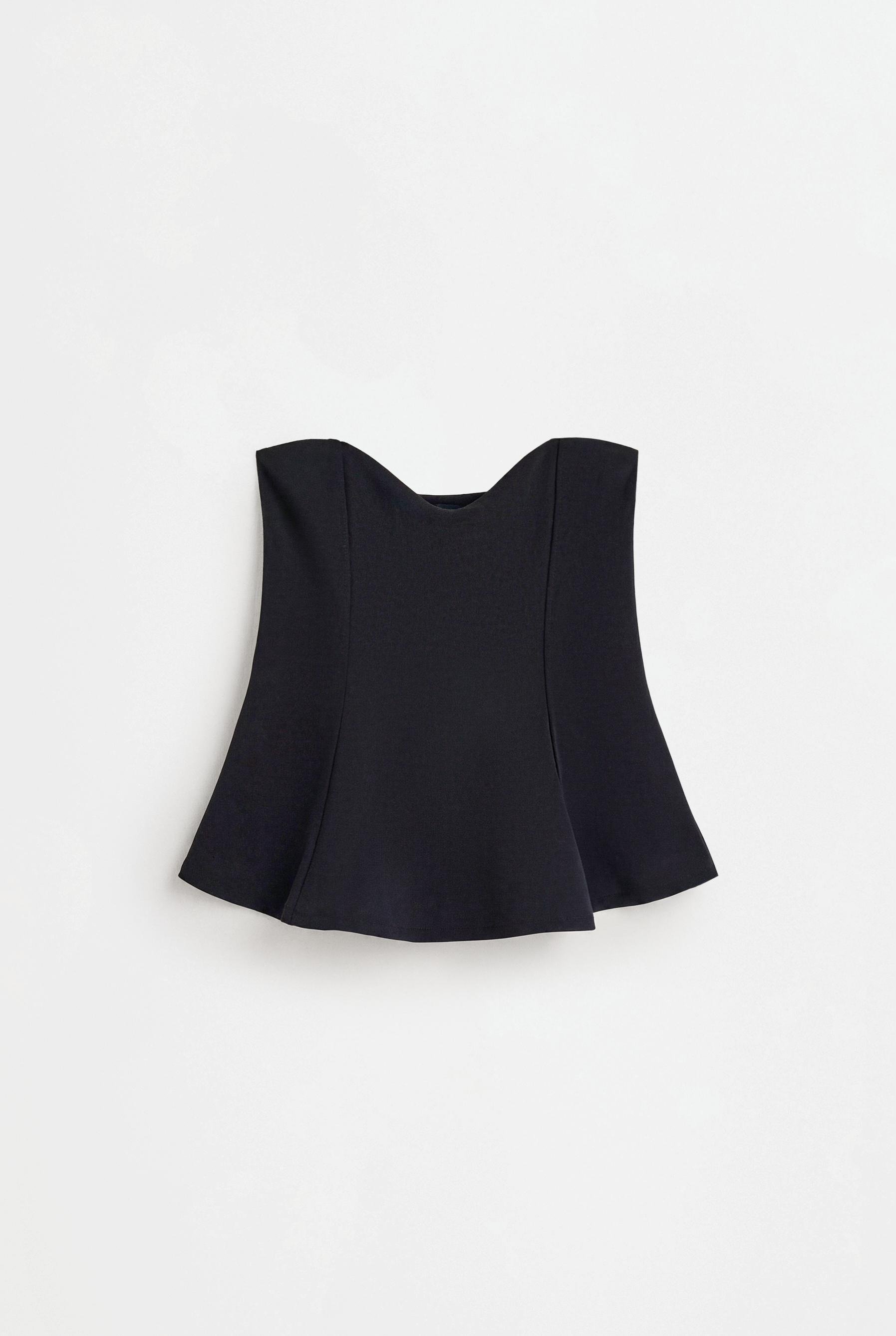 Peplum seam top — BLACK