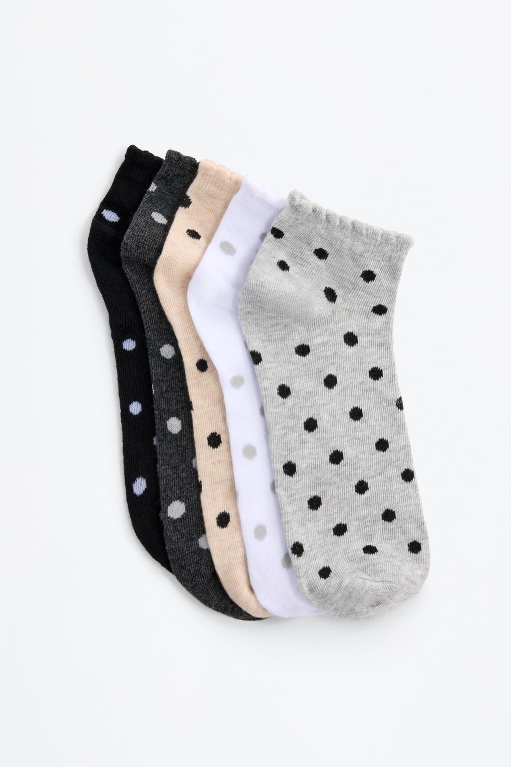5-pack of polka dot ankle socks