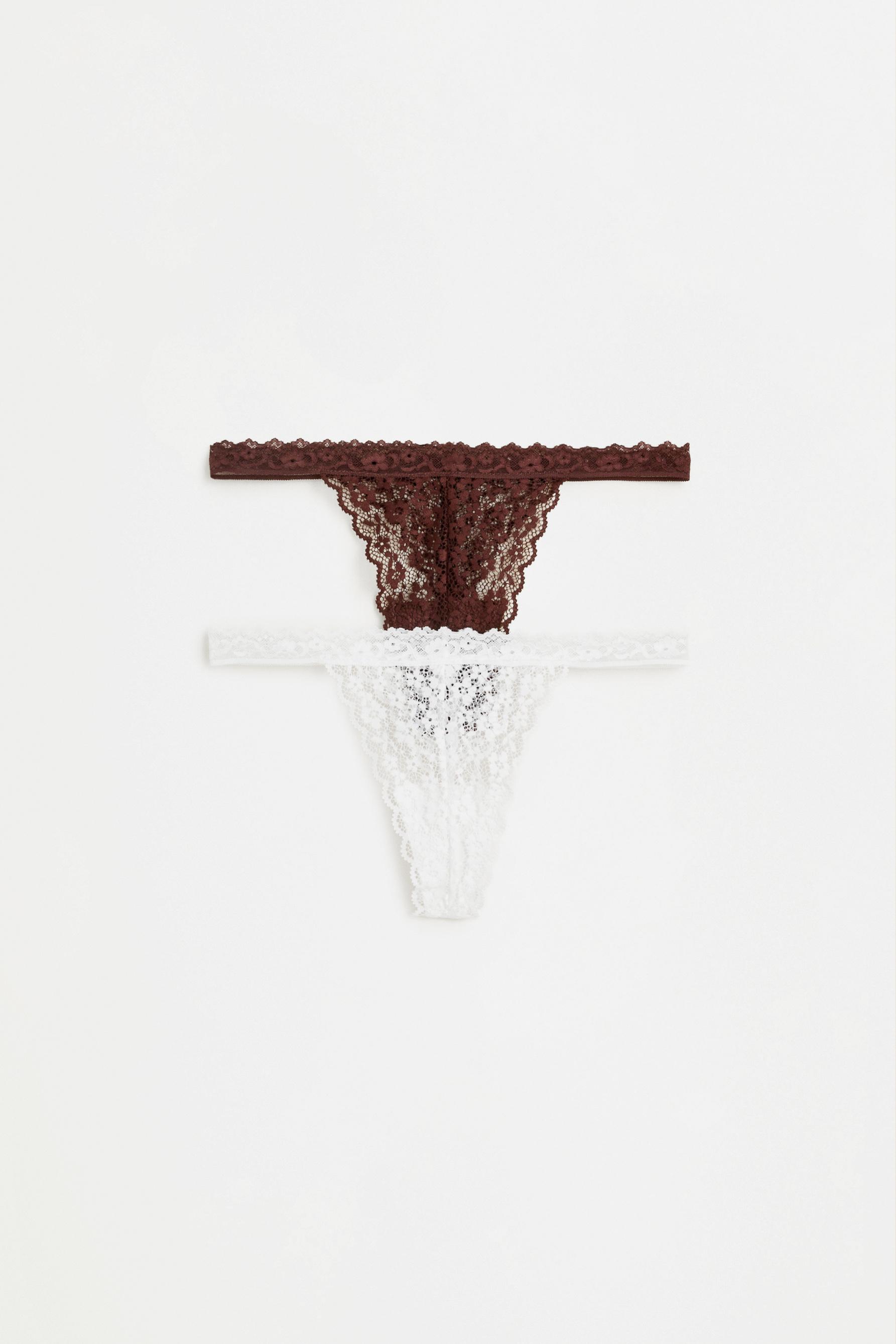 2-pack of lace thongs — WHITE