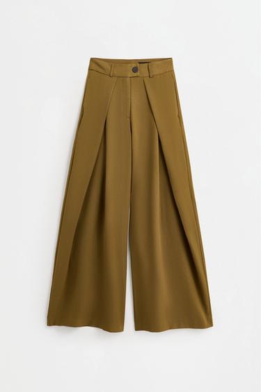 Pleated wide-leg trousers — KHAKI 6