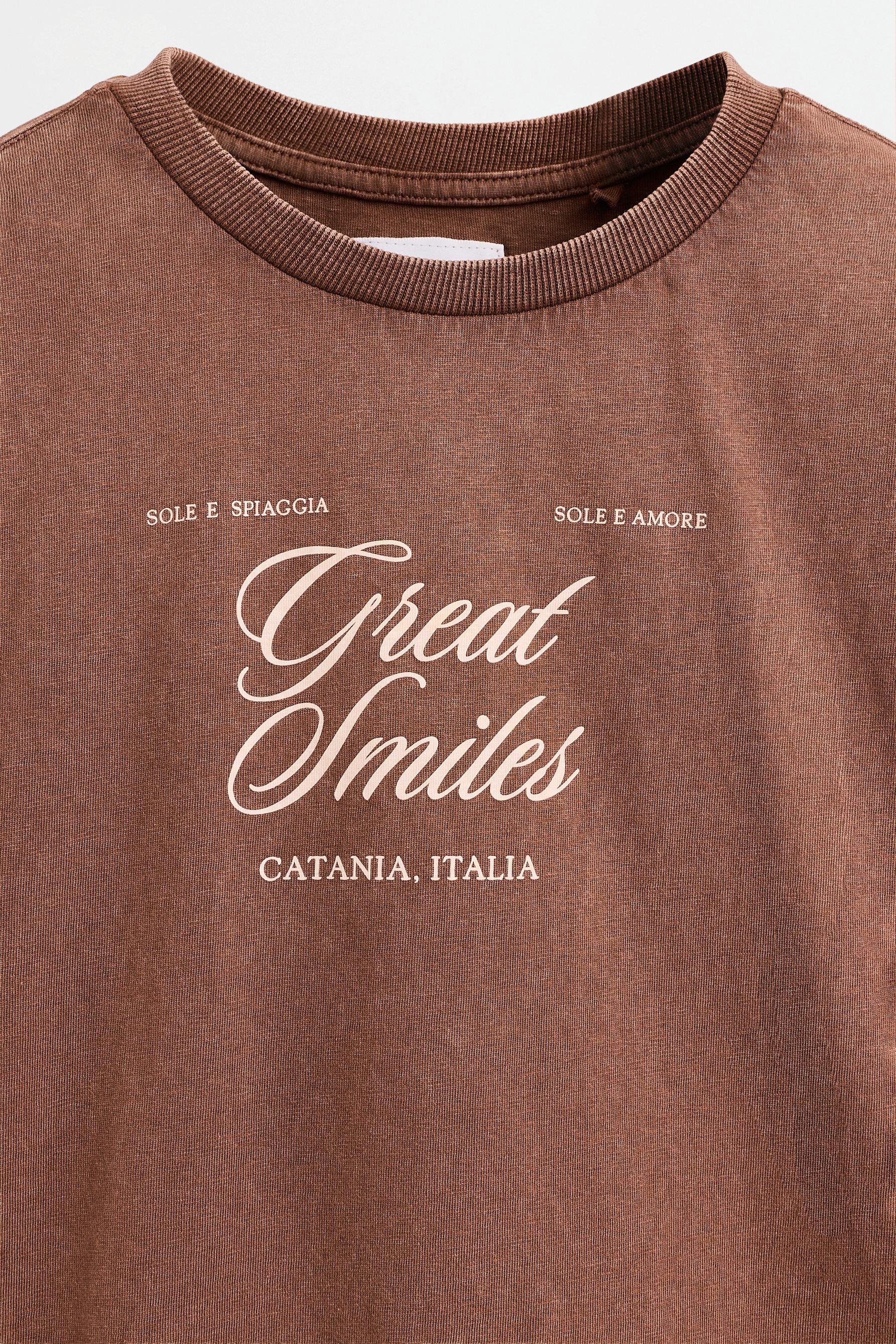 Washed effect T-shirt and leggings set — CHOCOLATE