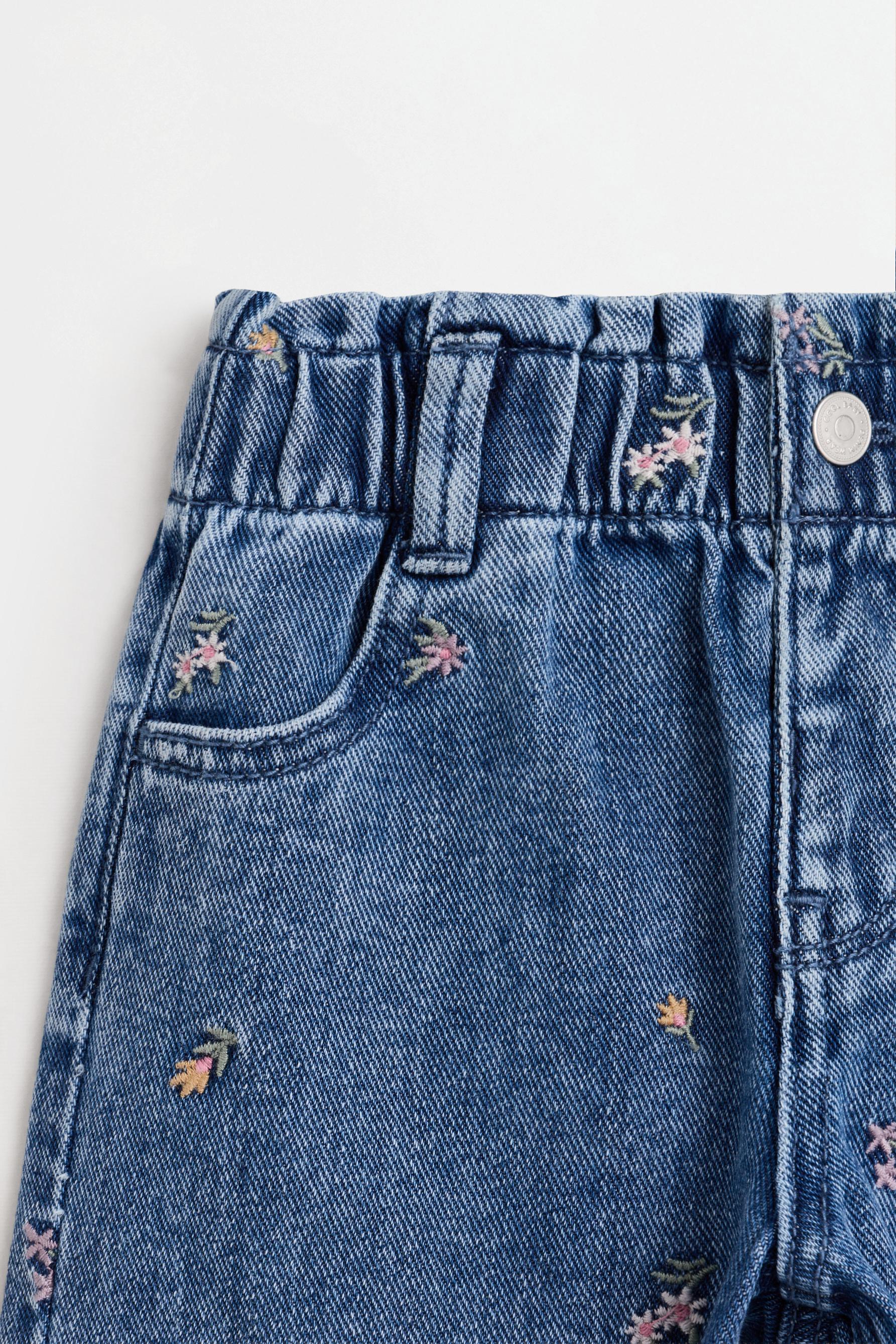 Embroidered wide-leg jeans — FADED BLUE
