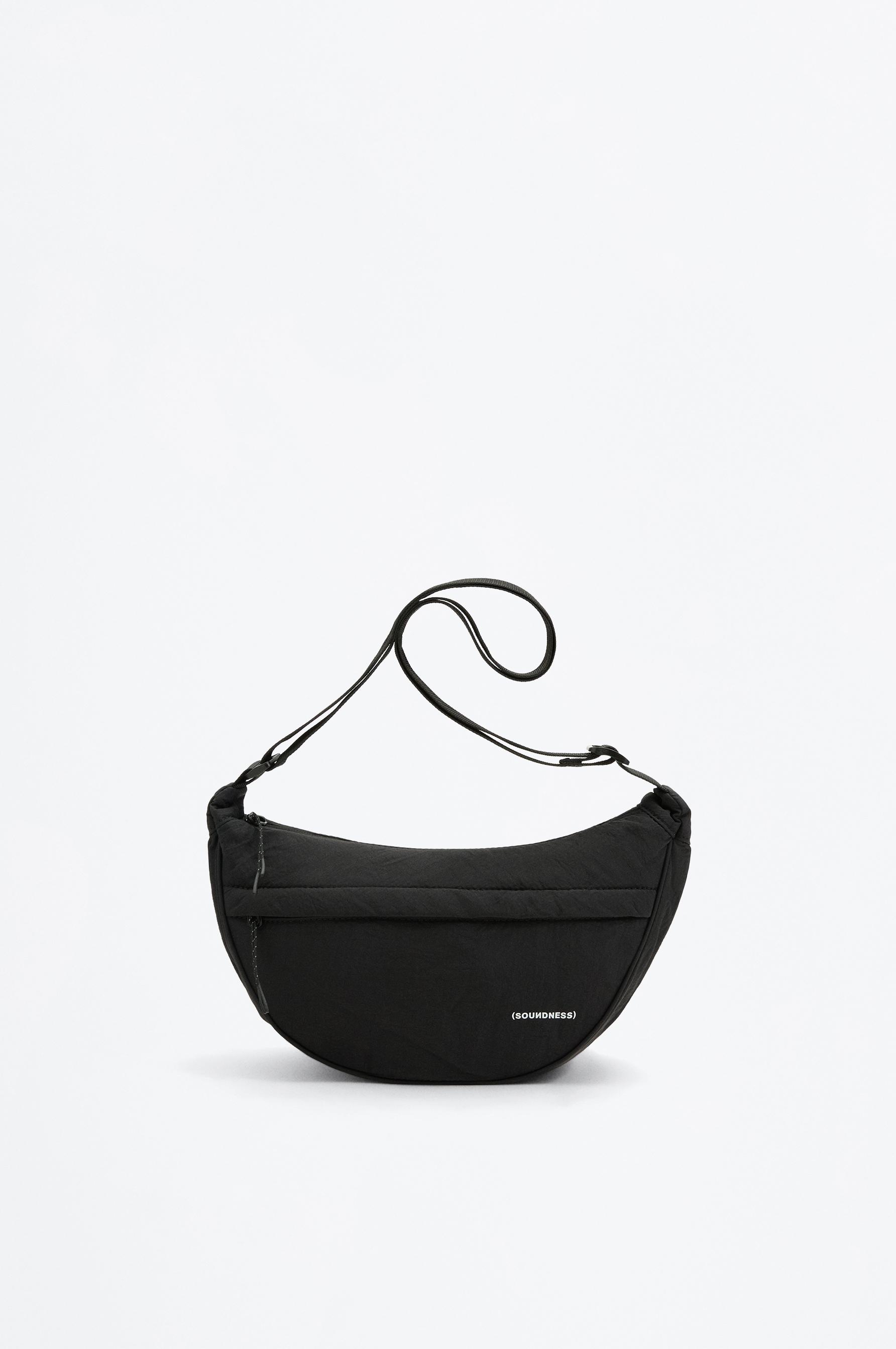 Soundness nylon half moon bag — BLACK