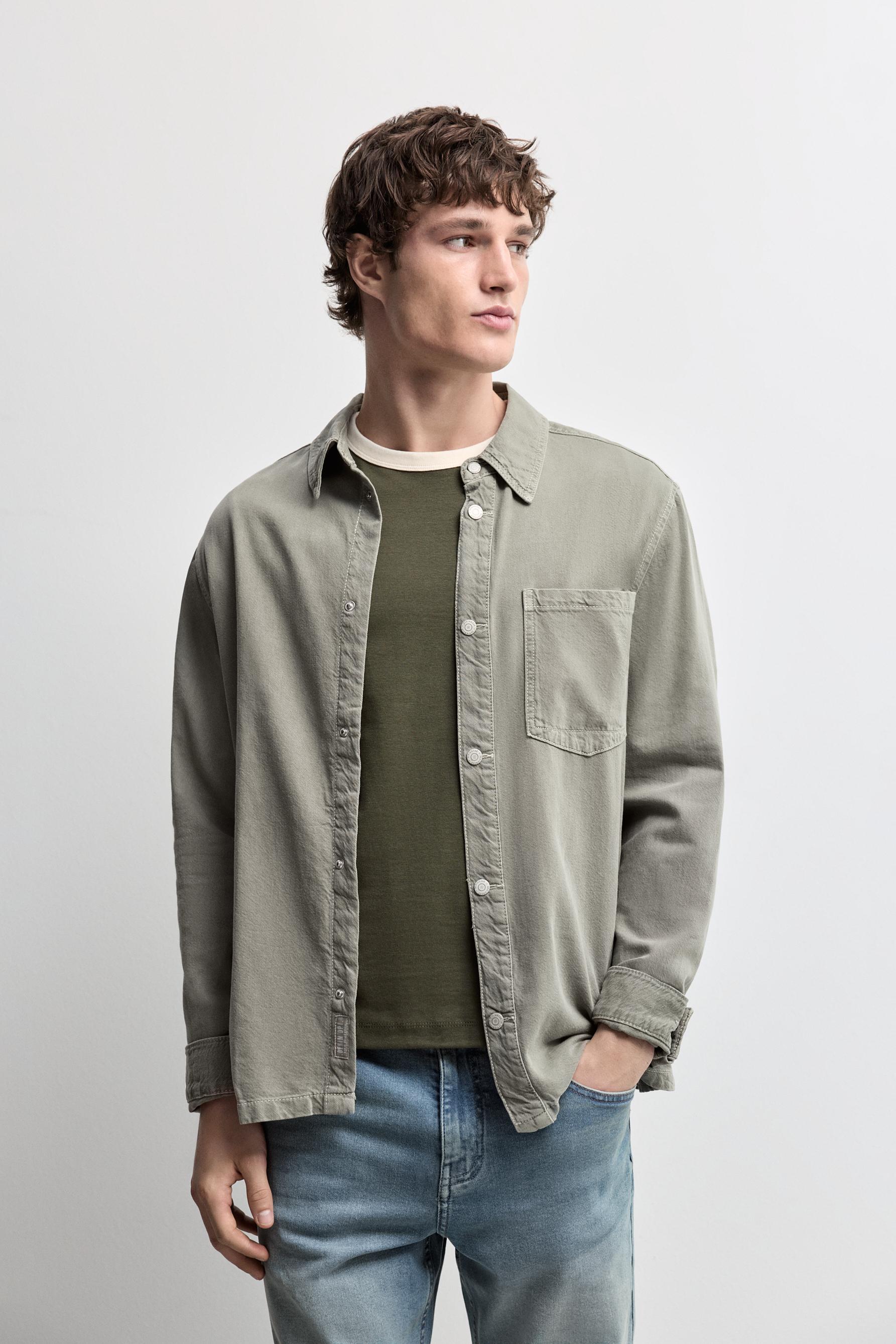Lightweight denim overshirt — GREEN