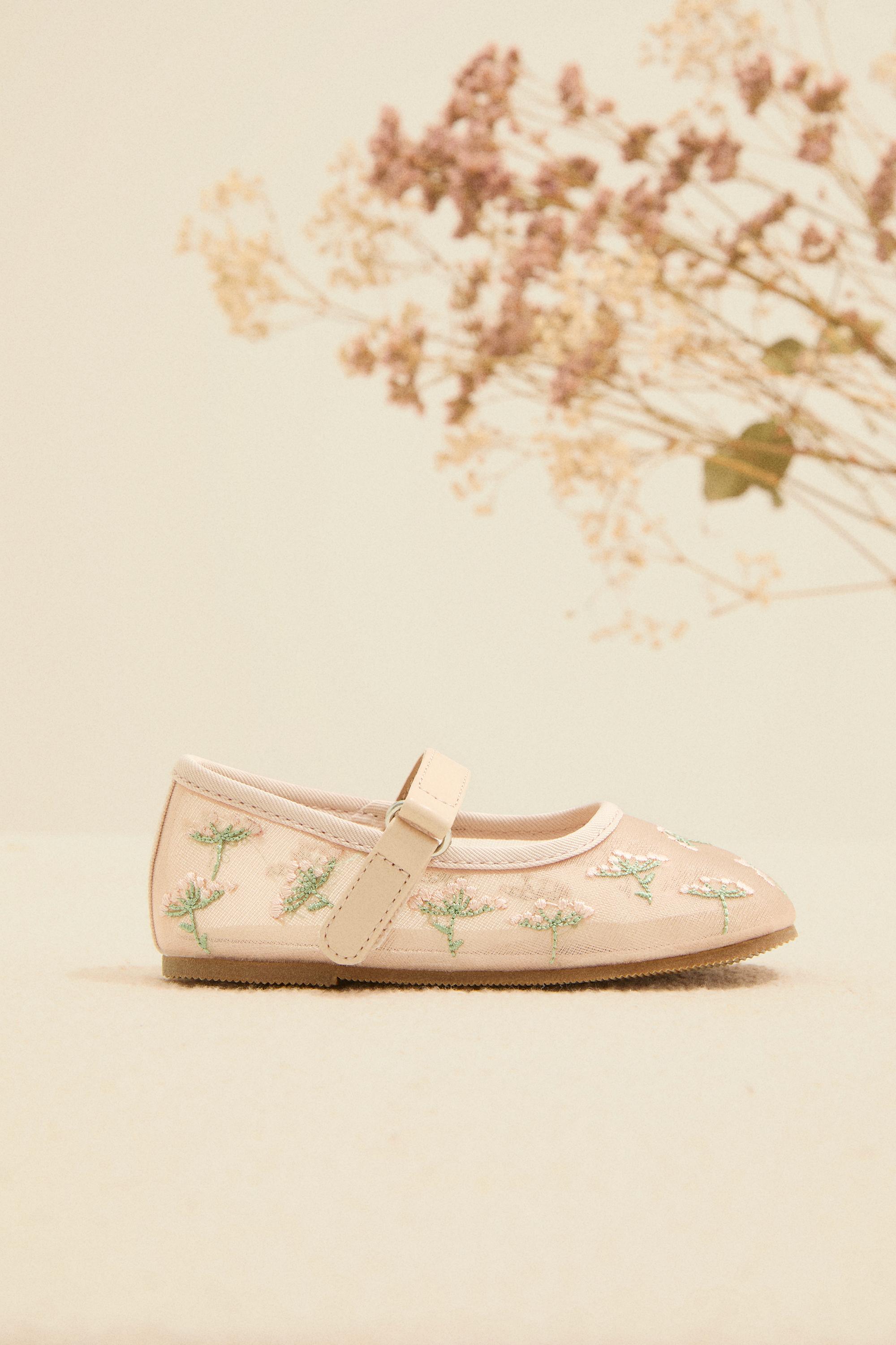 FLORAL BALLET FLAT — ECRU
