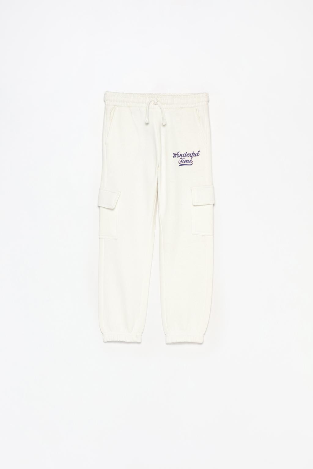 Plush cargo joggers with slogan