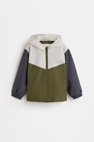 Color block windbreaker jacket — KHAKI 1