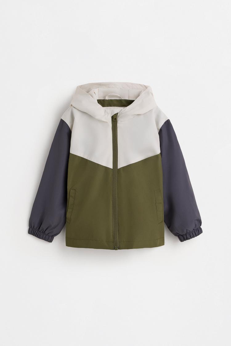 Color block windbreaker jacket — KHAKI