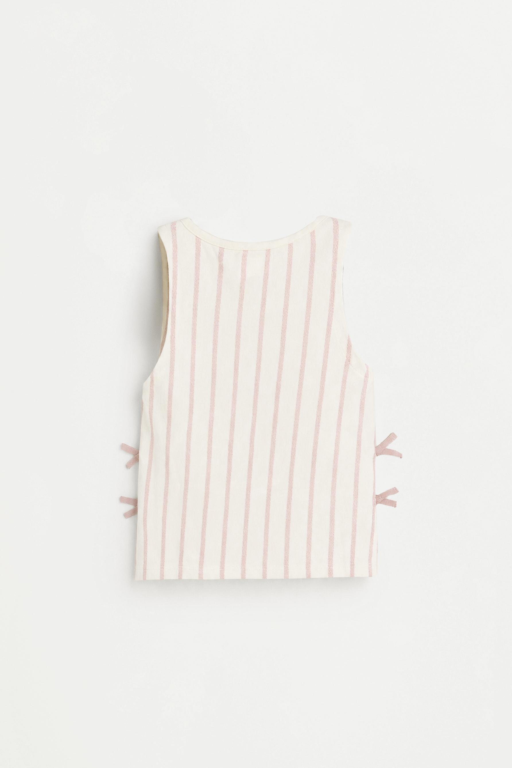 Striped top with ties — PINK/WHITE