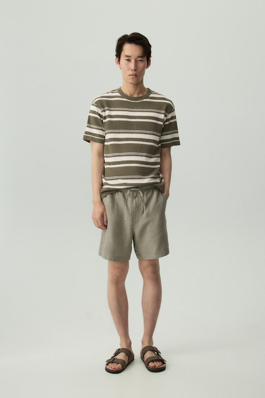 Bermuda 100% lino Pantalones Jogger Pantalones ROPA Hombre