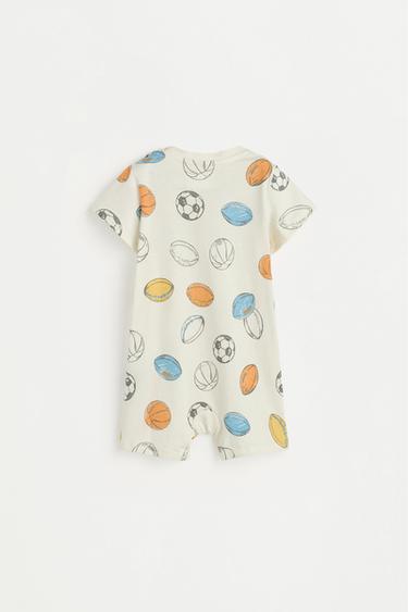 All-over printed short sleepsuit — ECRU 2
