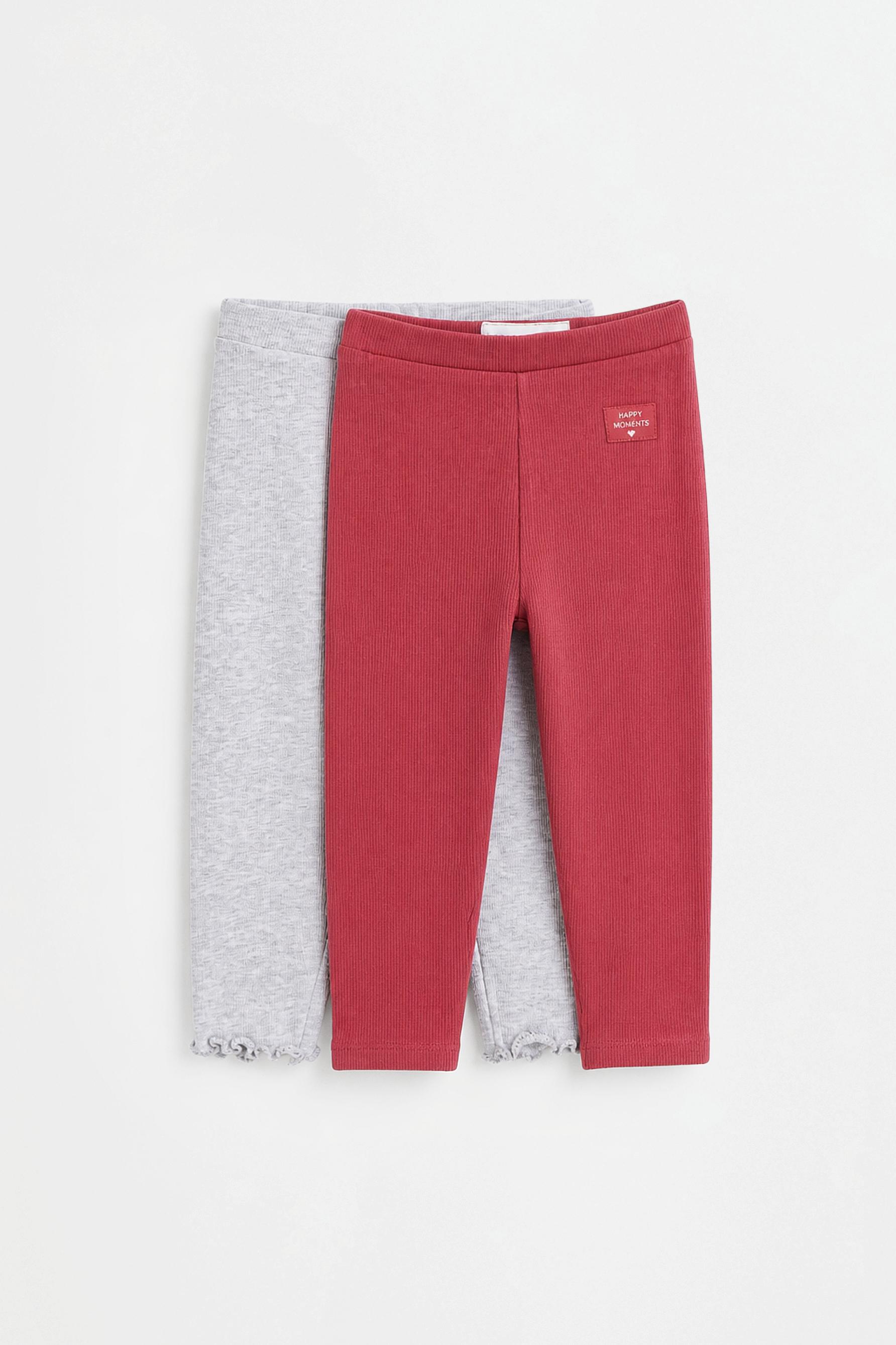 Pack of 2 ribbed leggings — DARK PINK