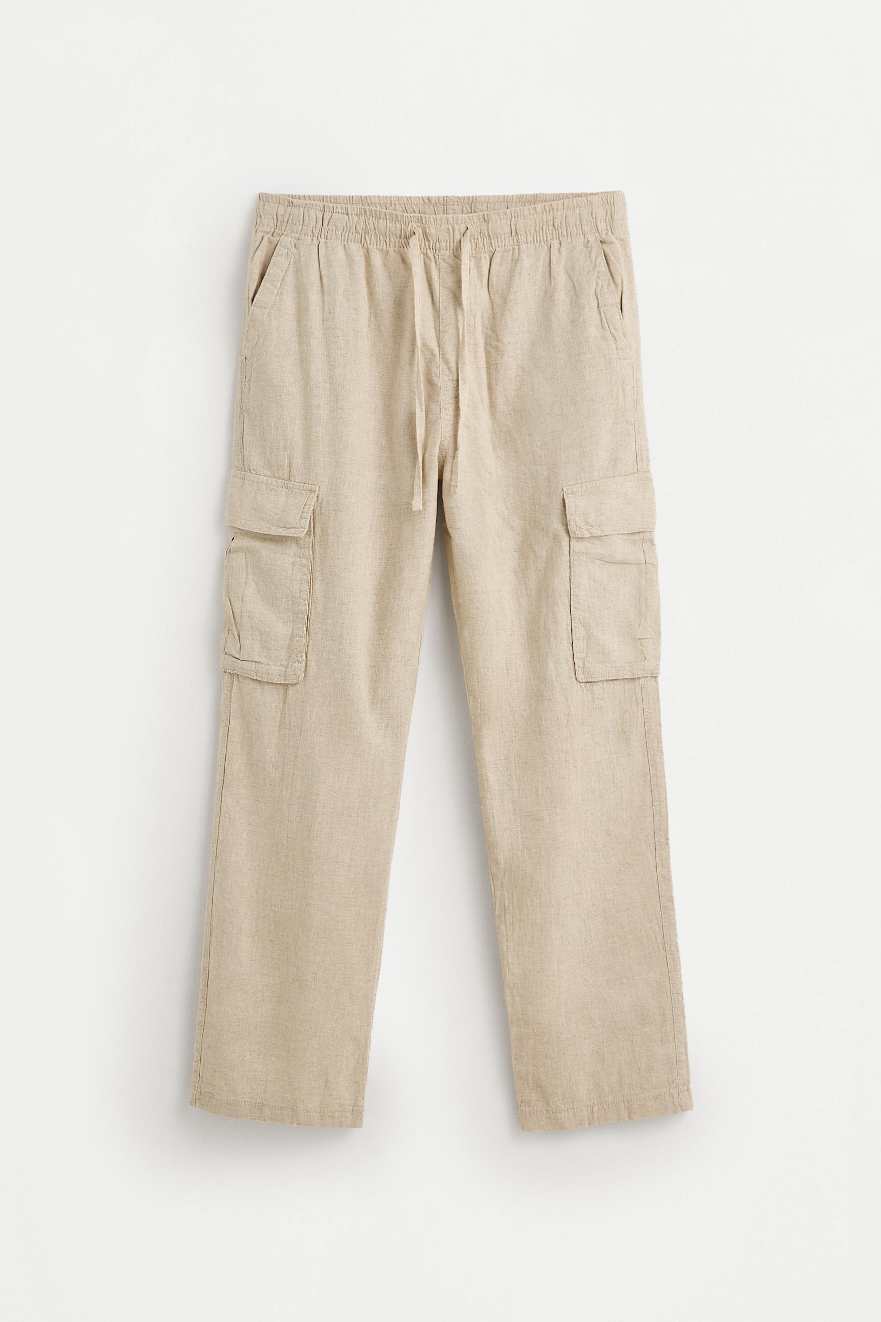 Linen-cotton cargo jogger trousers — OFF WHITE