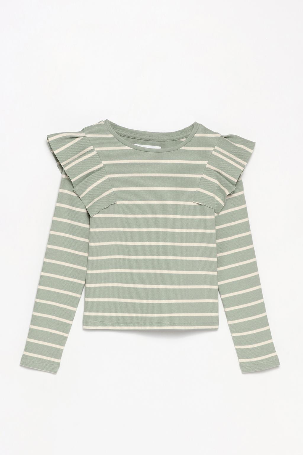 Long sleeve ruffled T-shirt