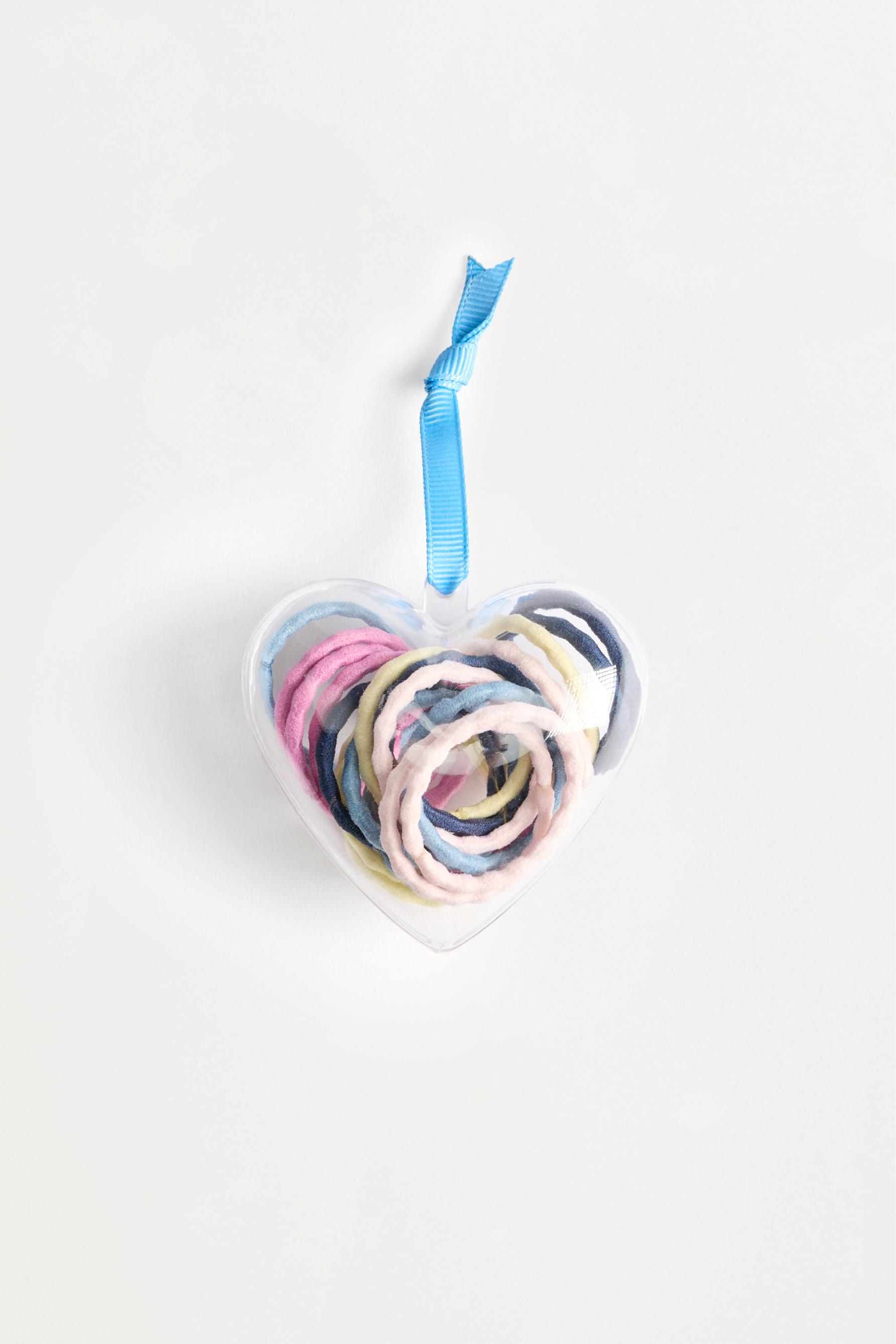 Heart box hair ties (30-pack) — PINK