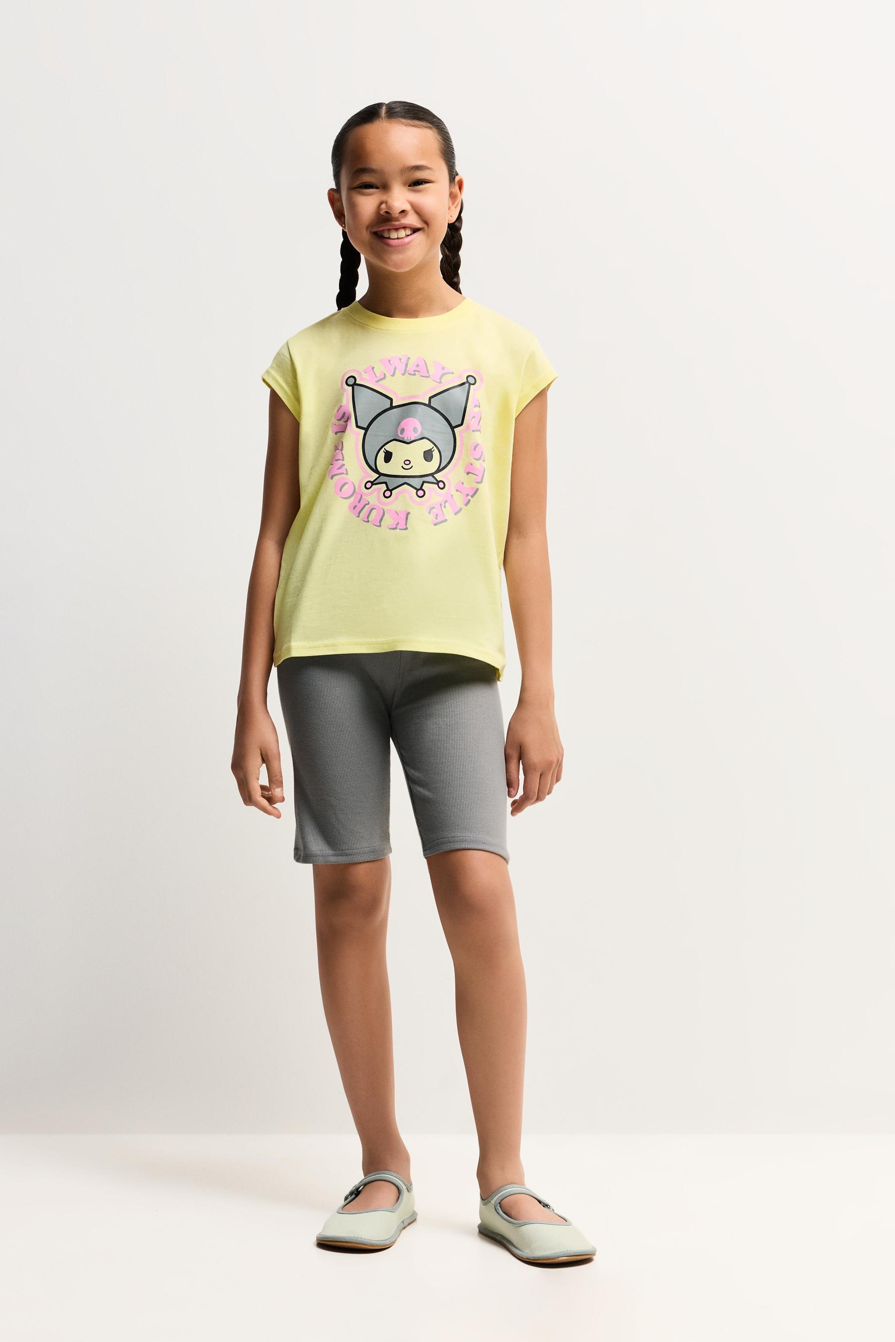 Kuromi ©SANRIO T-shirt and cycling leggings set — YELLOW