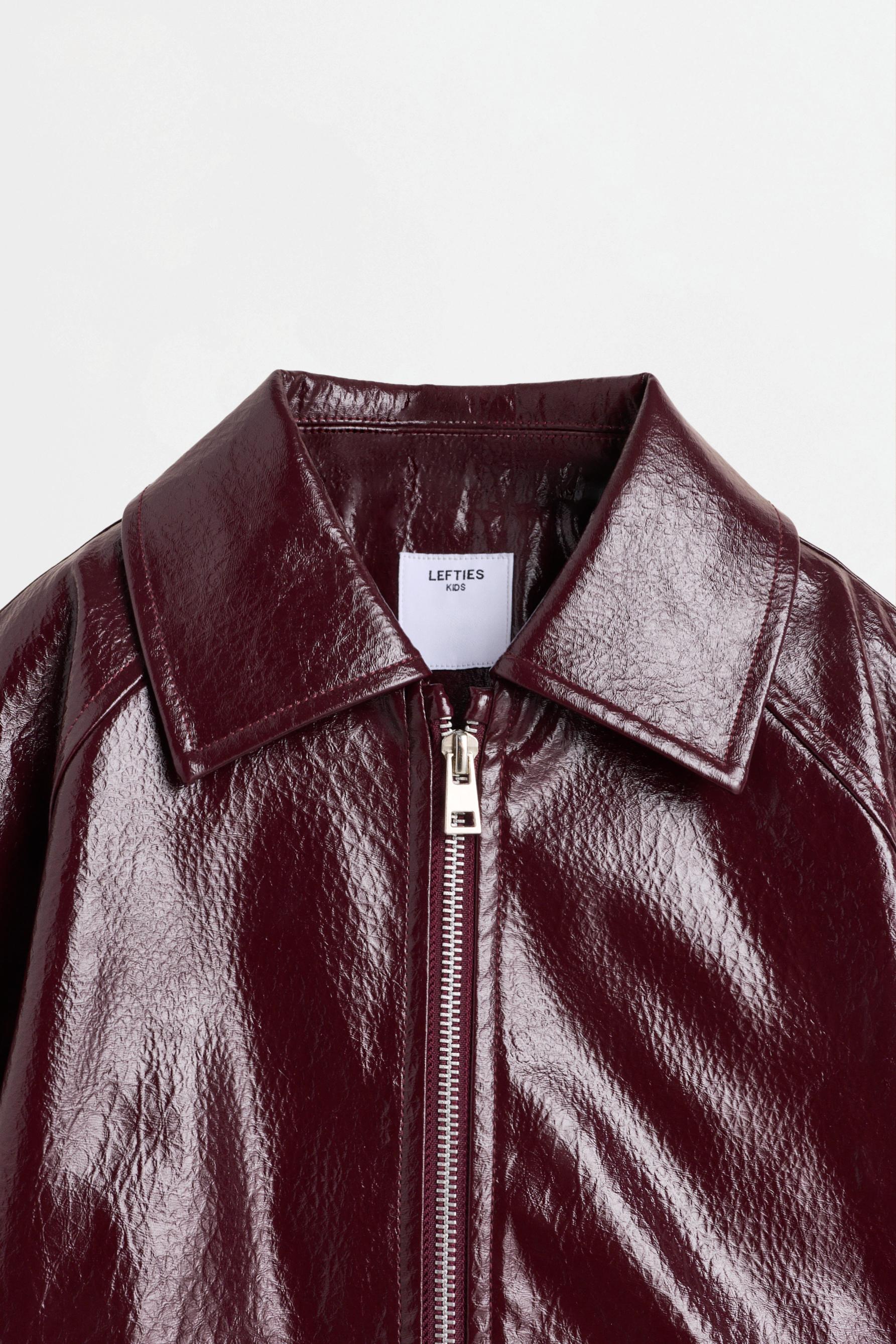 Leather effect bomber jacket — MAROON