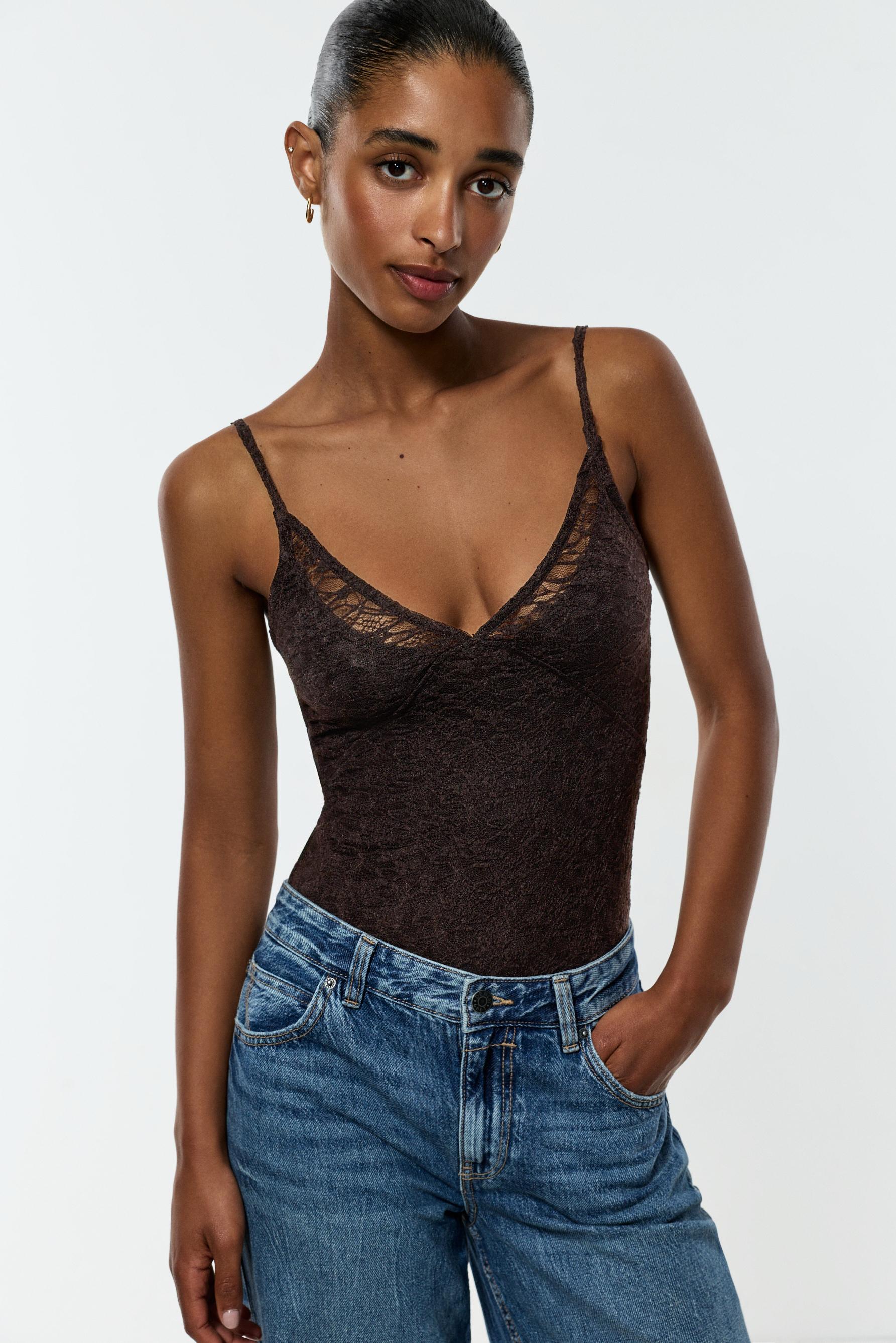 Lace bodysuit — CHOCOLATE