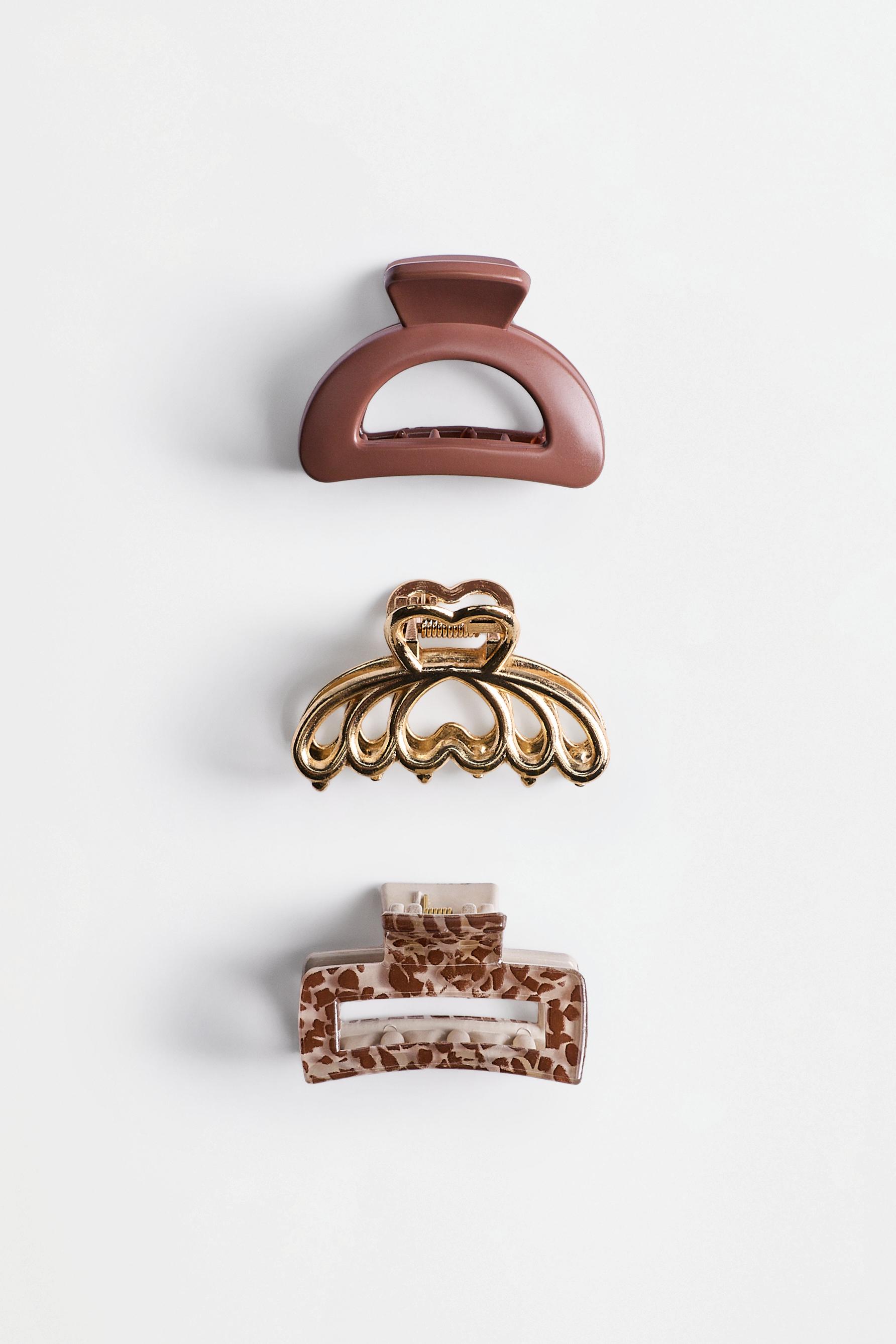 Assorted hair clips (3-pack) — GOLD