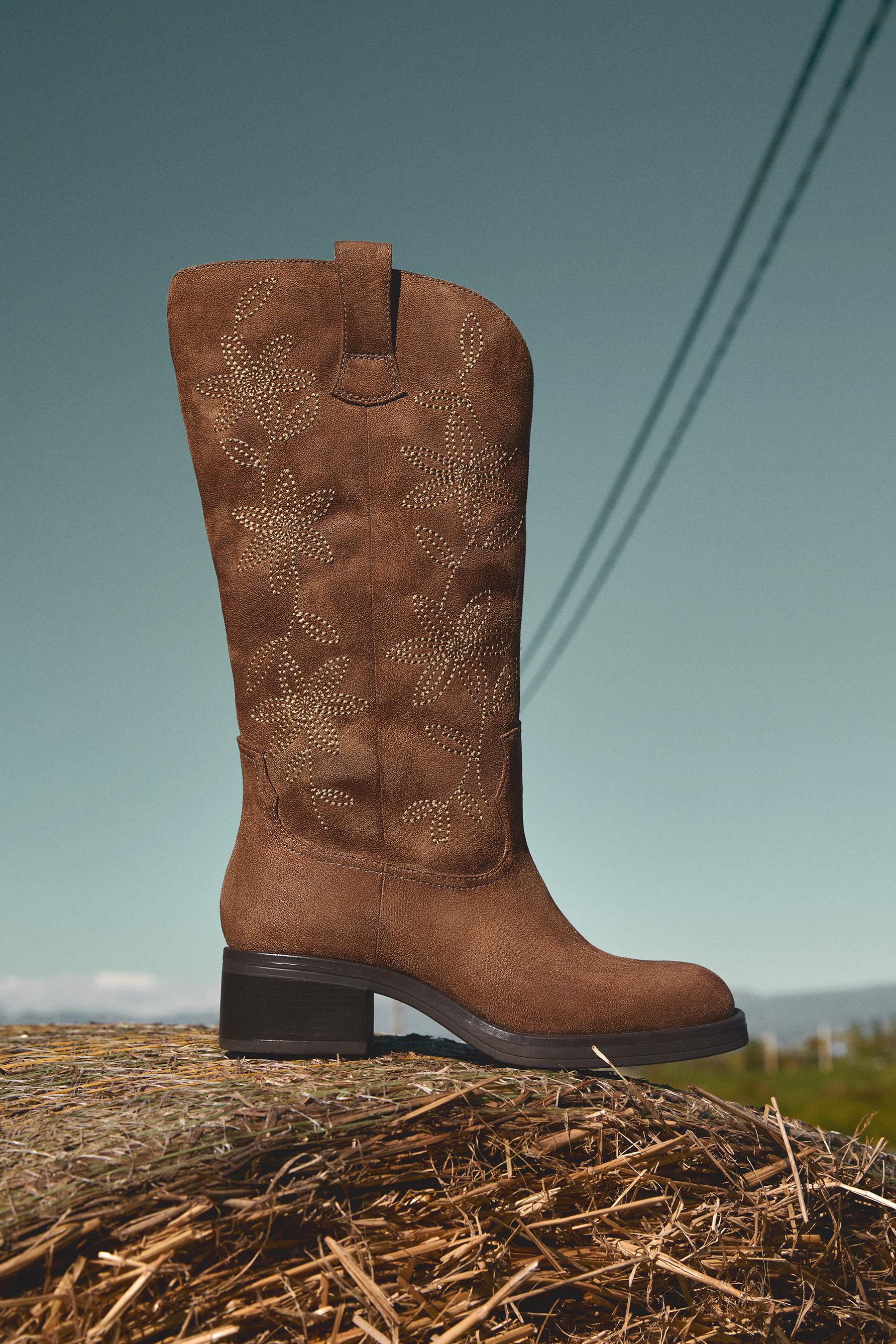 Western topstitched boot — LEATHER