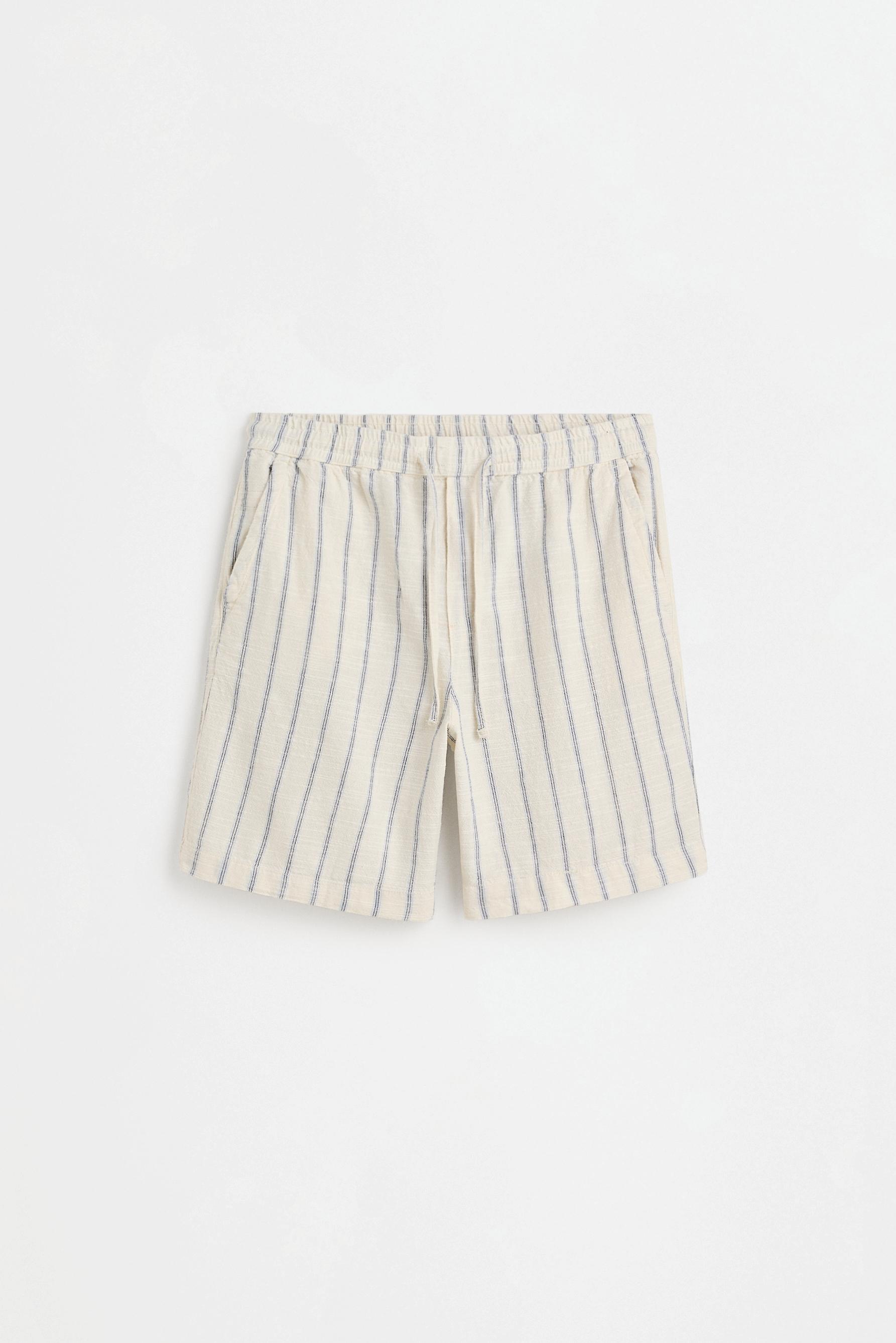 Rustic striped Bermuda shorts — OFF WHITE