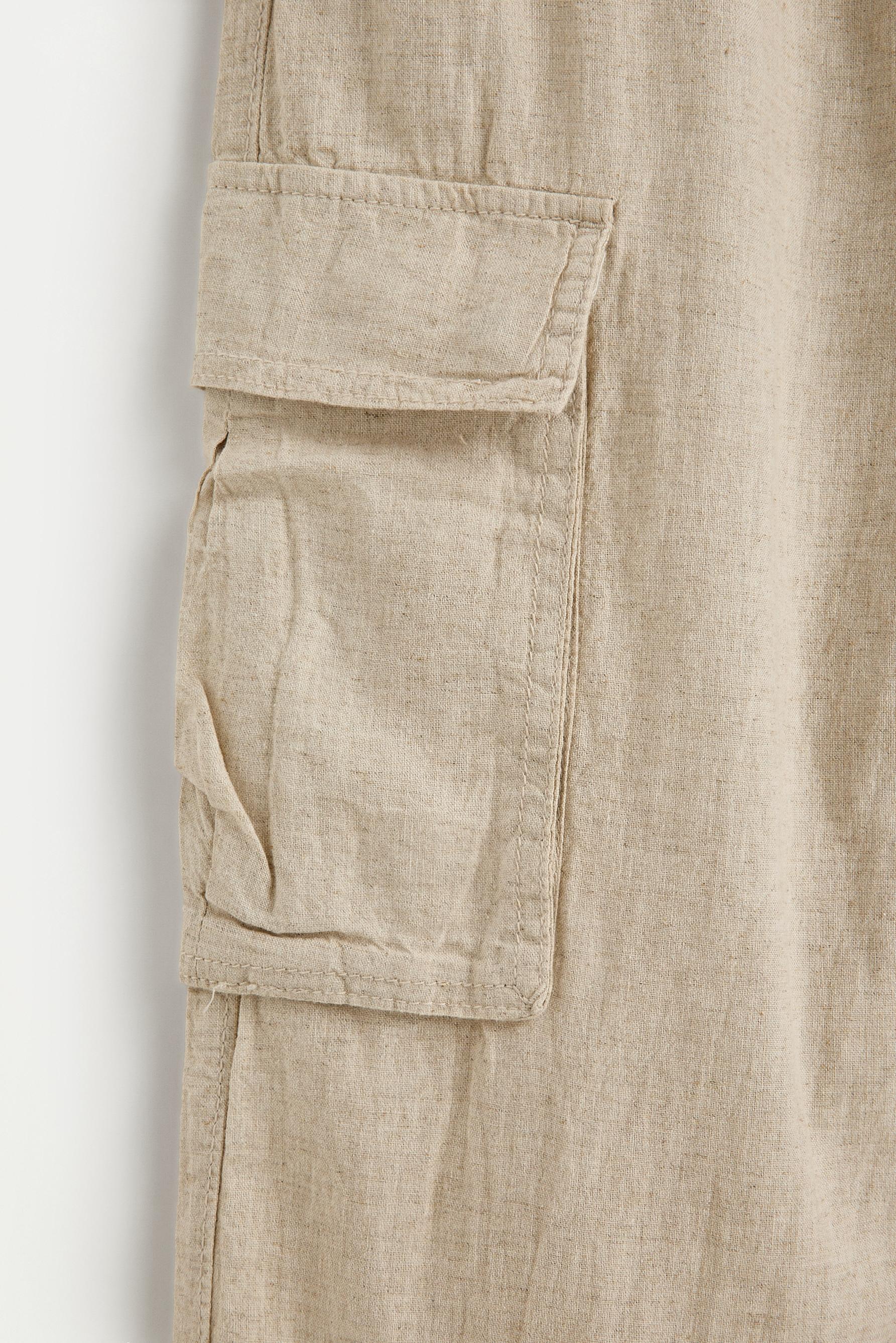 Linen-cotton cargo jogger trousers — OFF WHITE