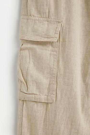 Linen-cotton cargo jogger trousers — OFF WHITE 7