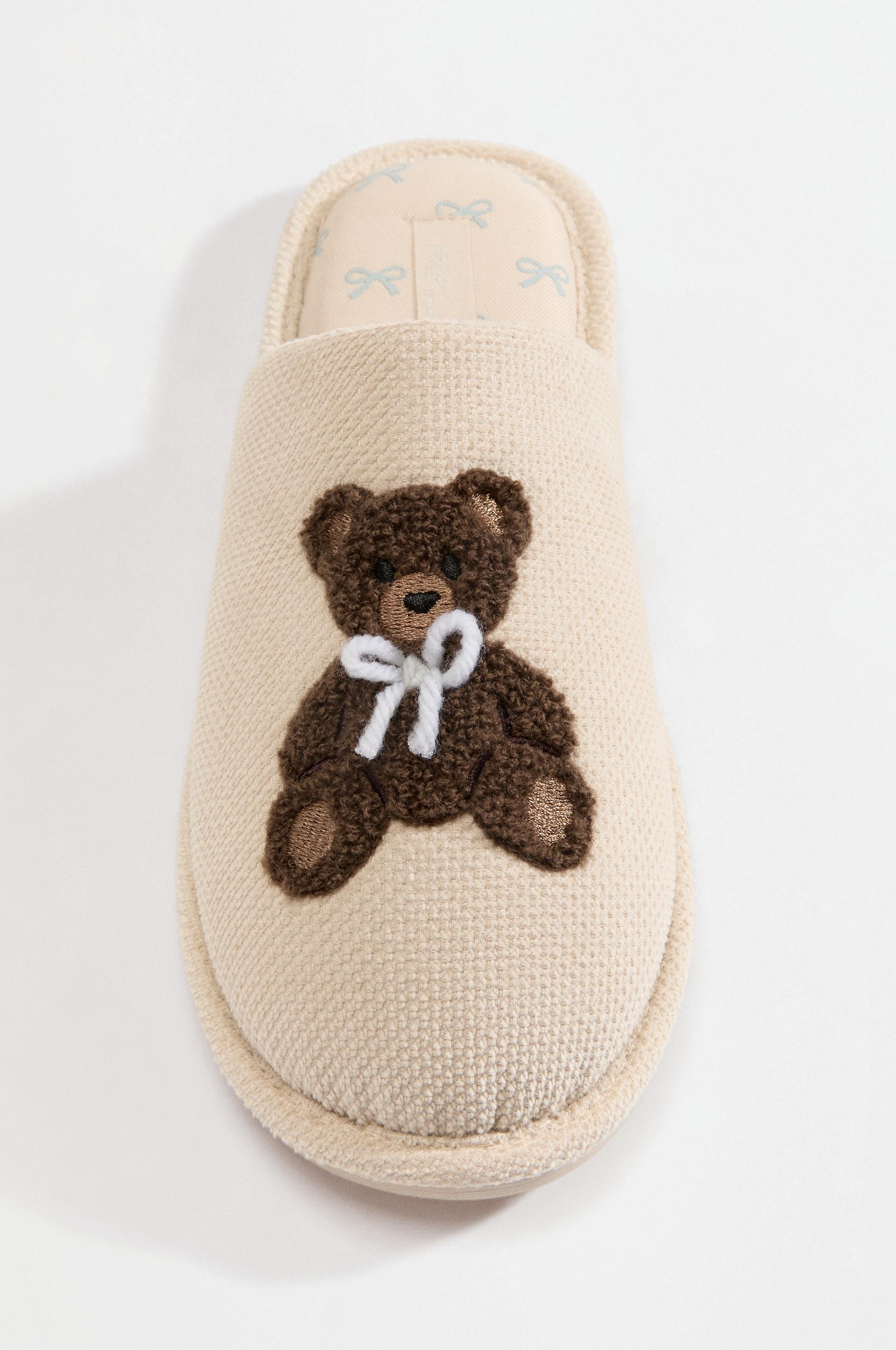 Teddy bear house slippers — ECRU