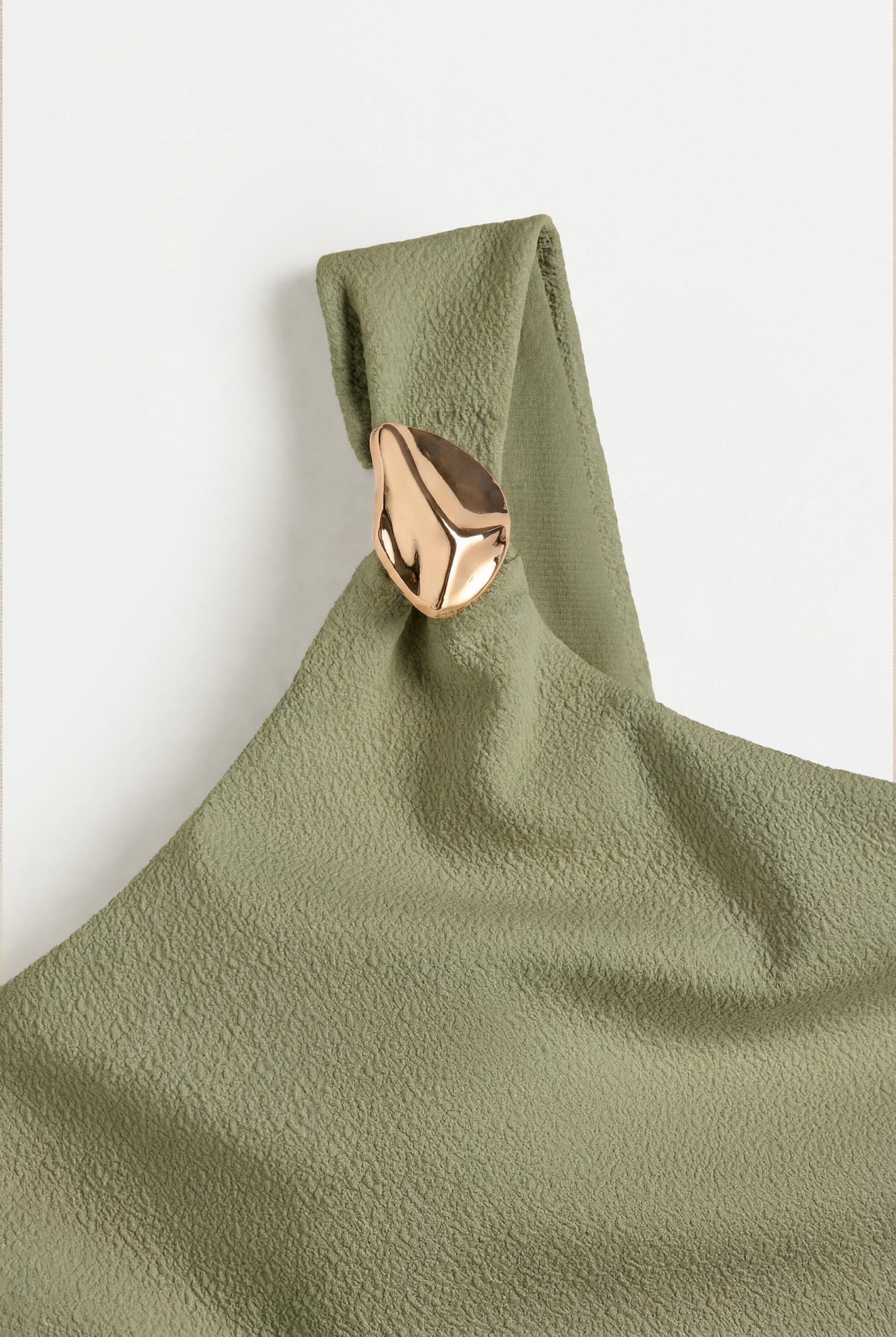Asymmetric swimsuit with cut-out — MEDIUM GREEN