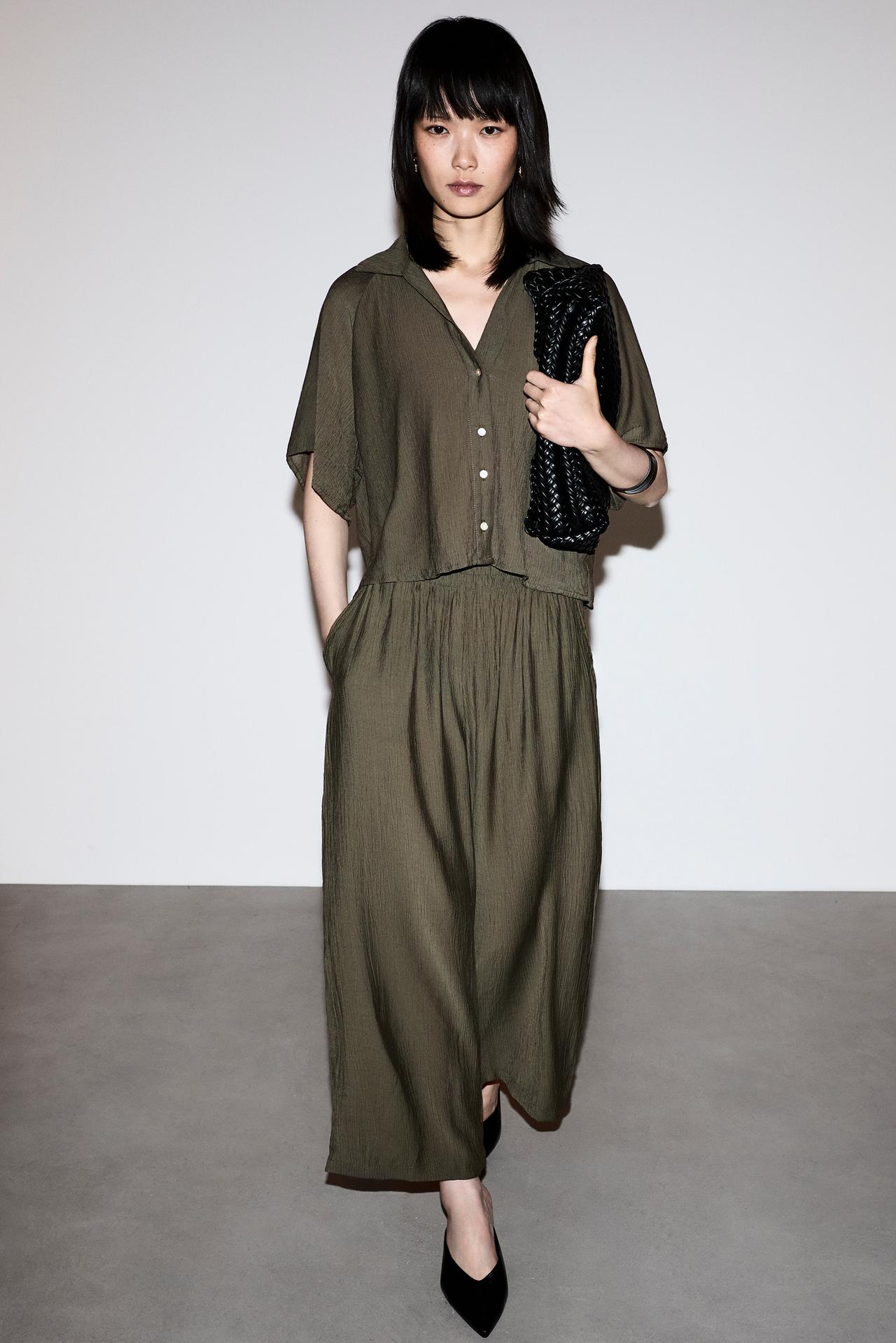 Textured culottes — DARK KHAKI