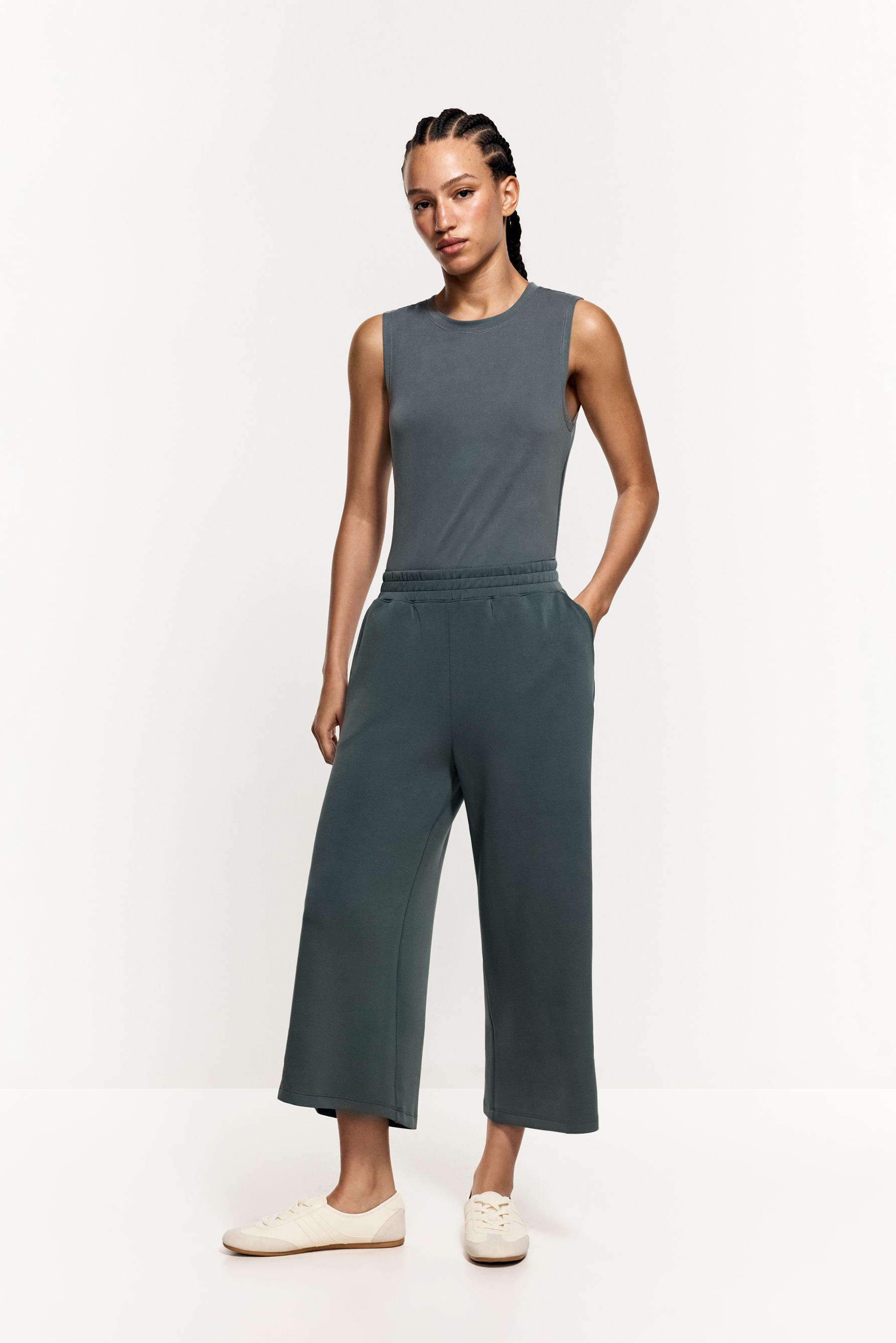 Modal-effect sports culottes — EMERALD GREEN