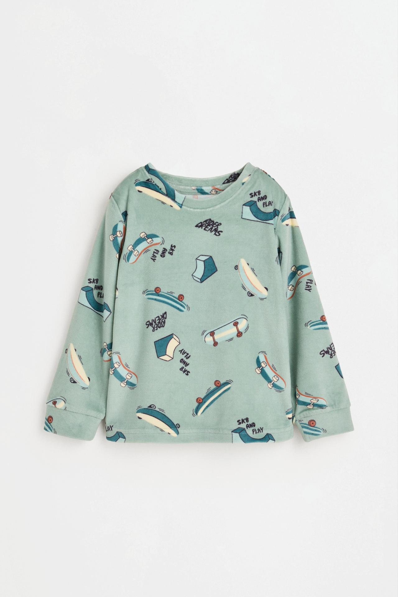 Printed velvety pyjamas — FADED GREEN
