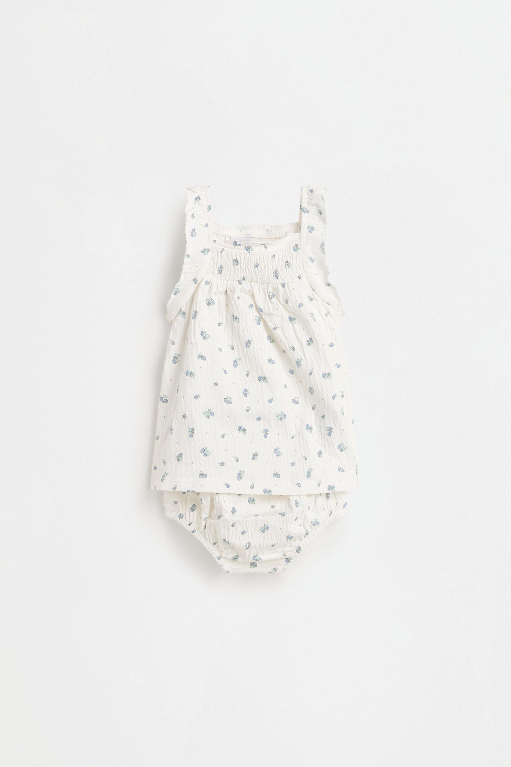 Crepe dress and bloomer set — WHITE