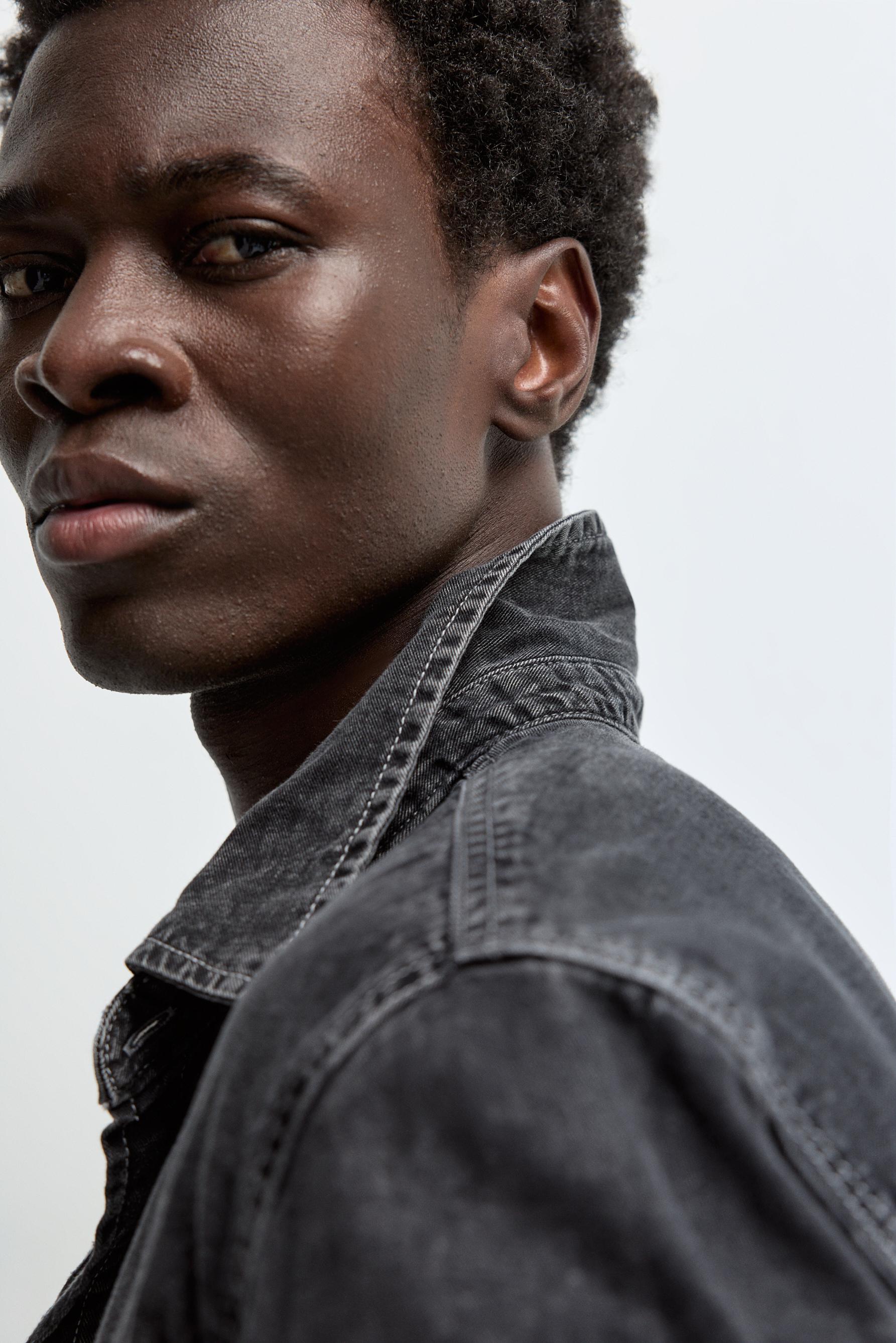 Oversize denim shirt — BLACK