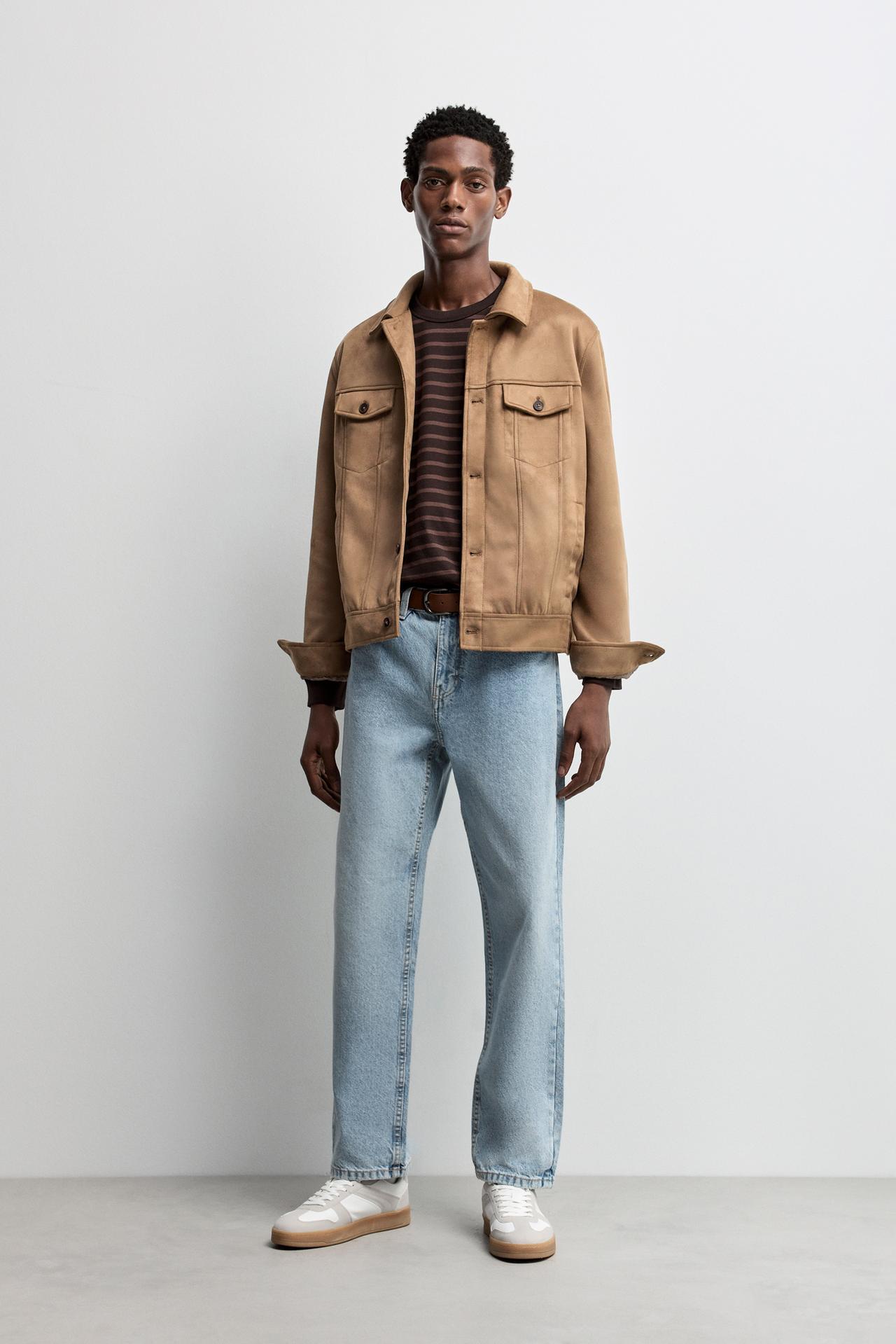 Faux suede jacket — BROWN