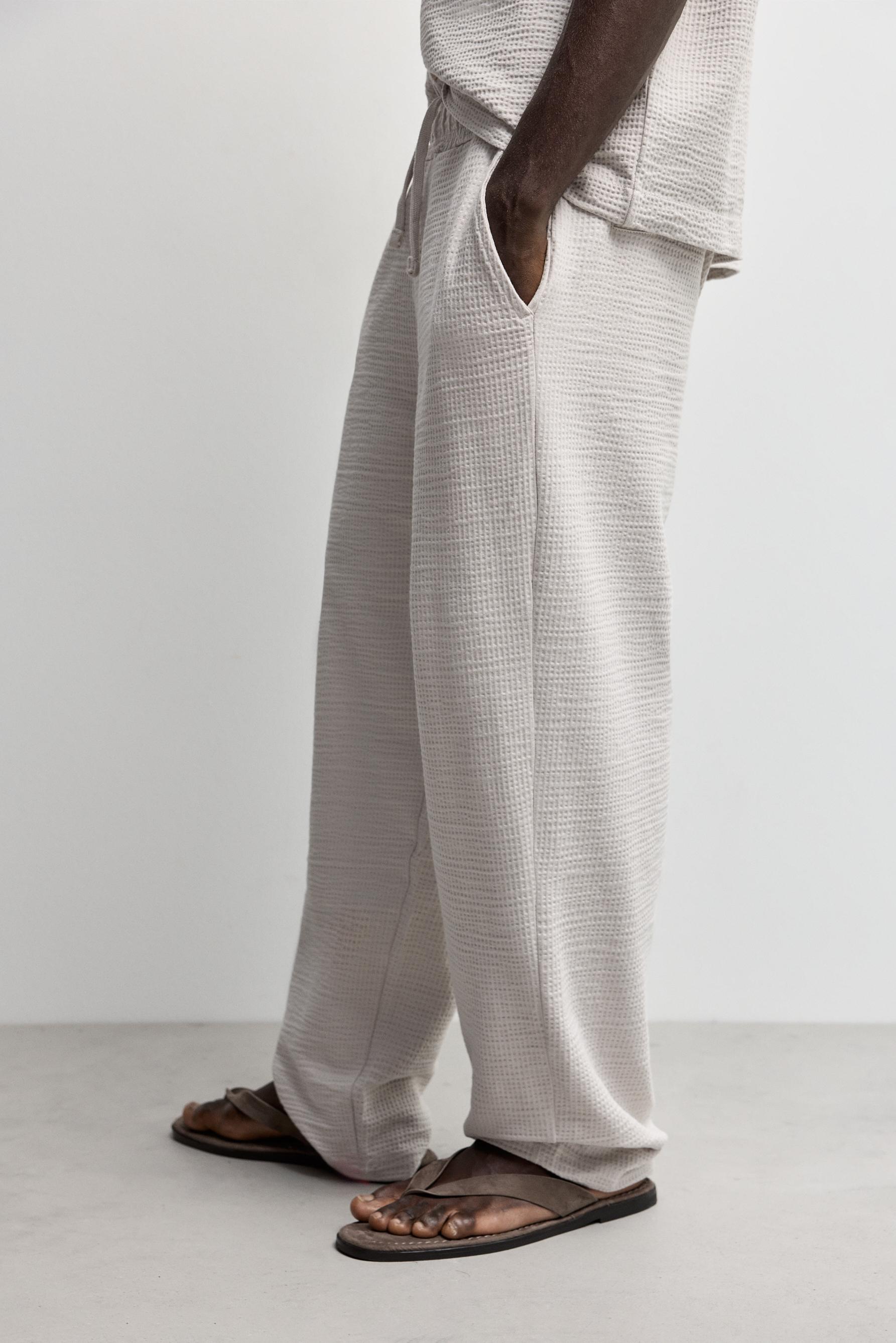 Seersucker trousers — IVORY