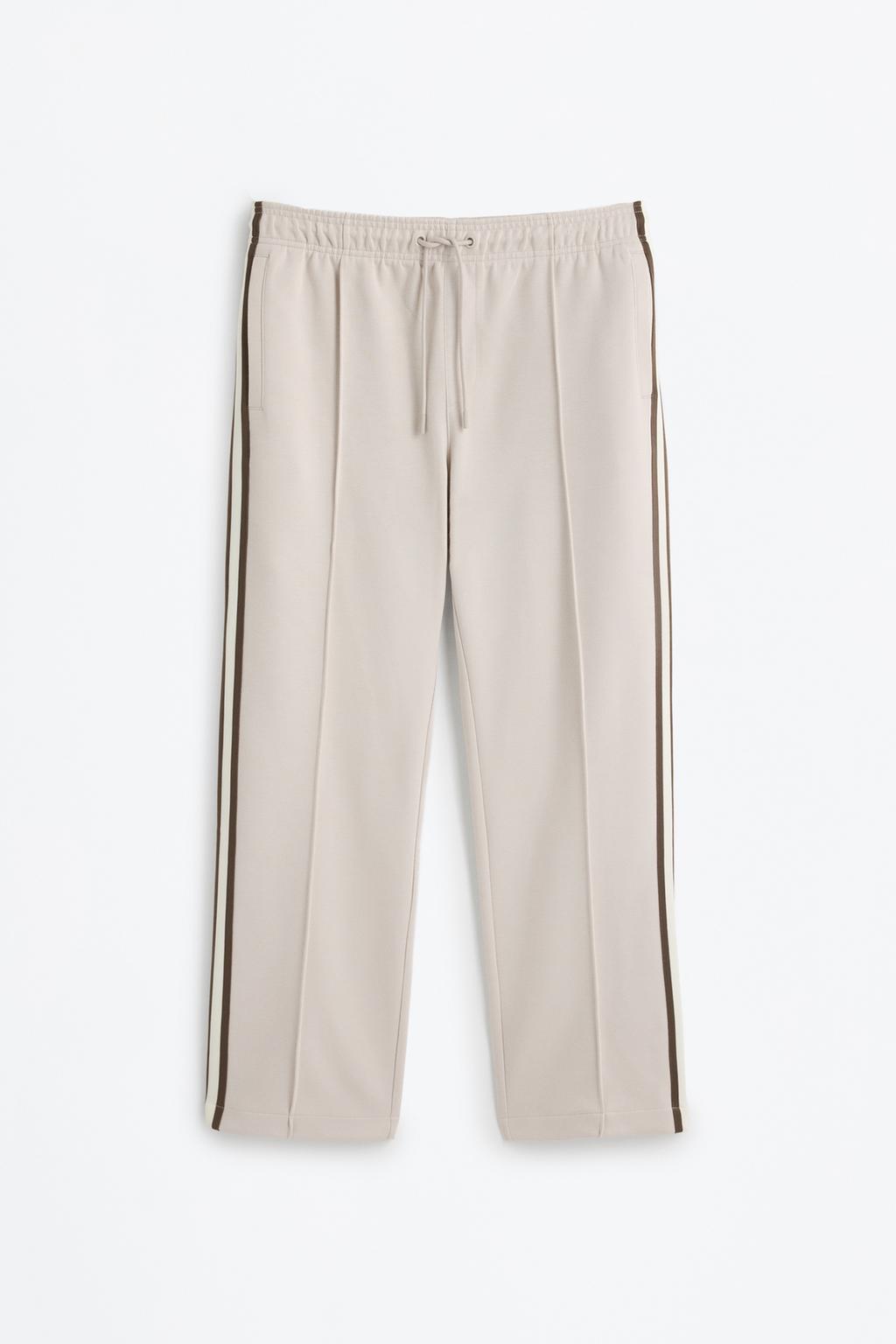 Interlock trousers with side stripes