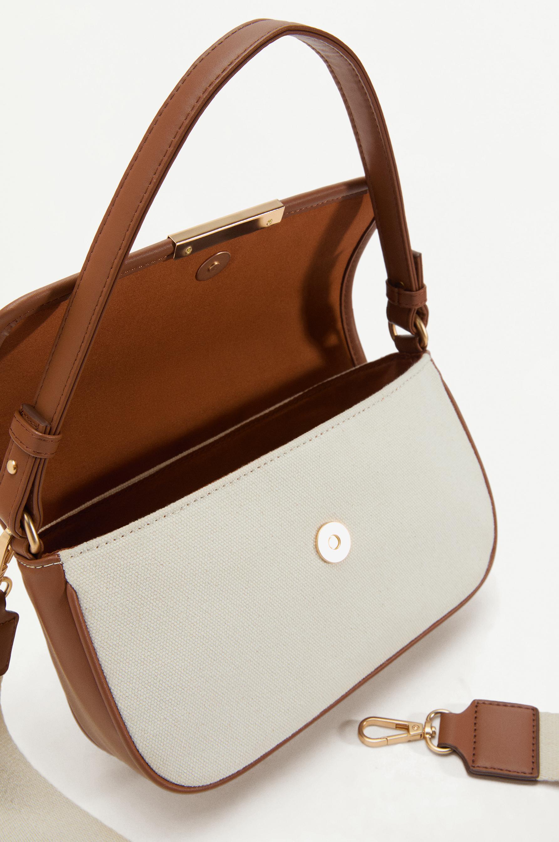 Canvas flap crossbody bag — CAMEL
