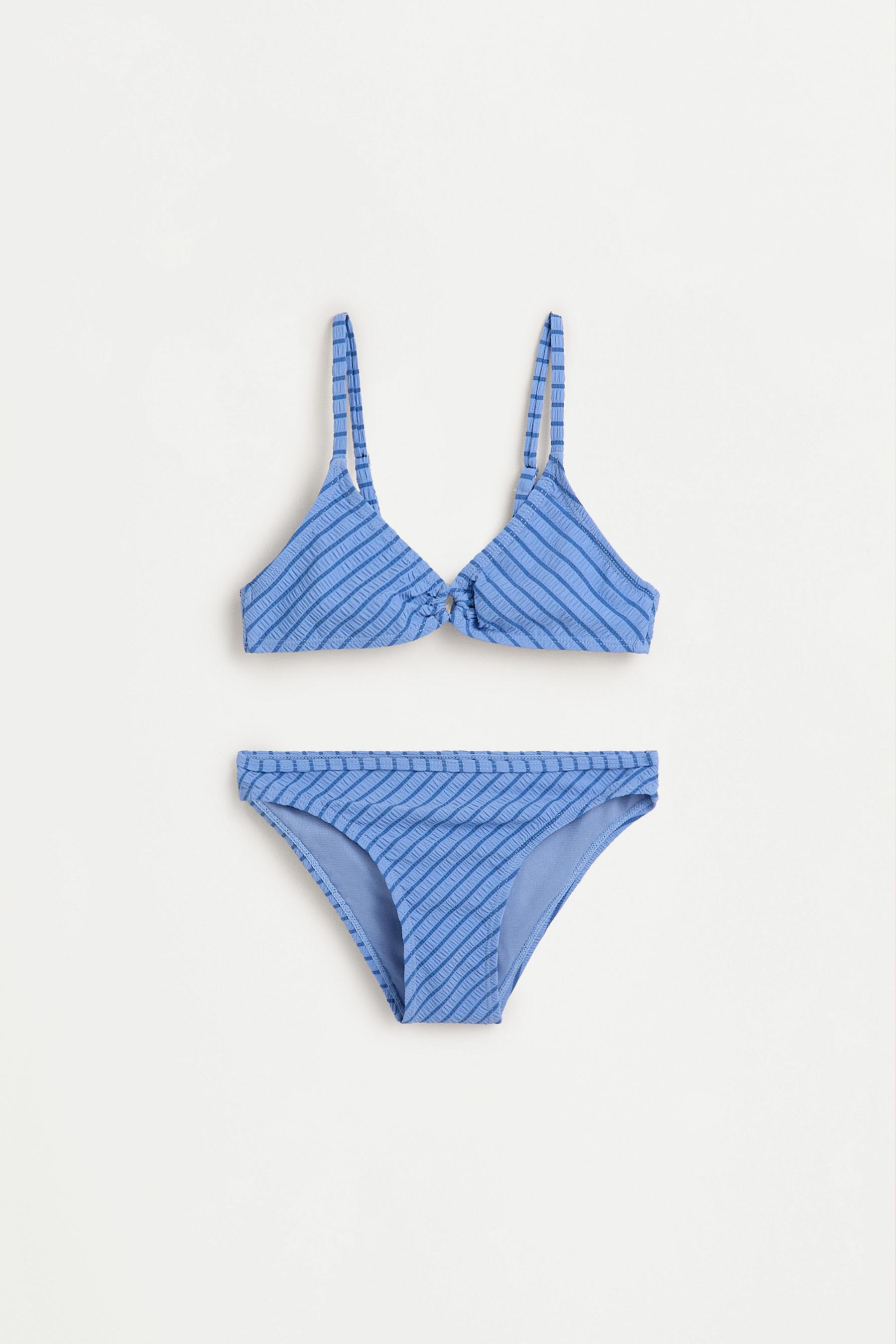 Girls' Blue Striped Bikini — BLUE
