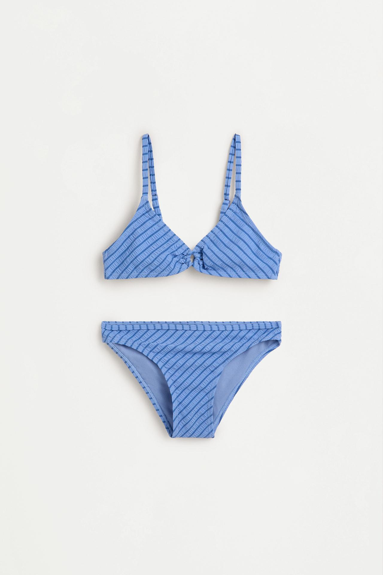 Girls' Blue Striped Bikini — BLUE